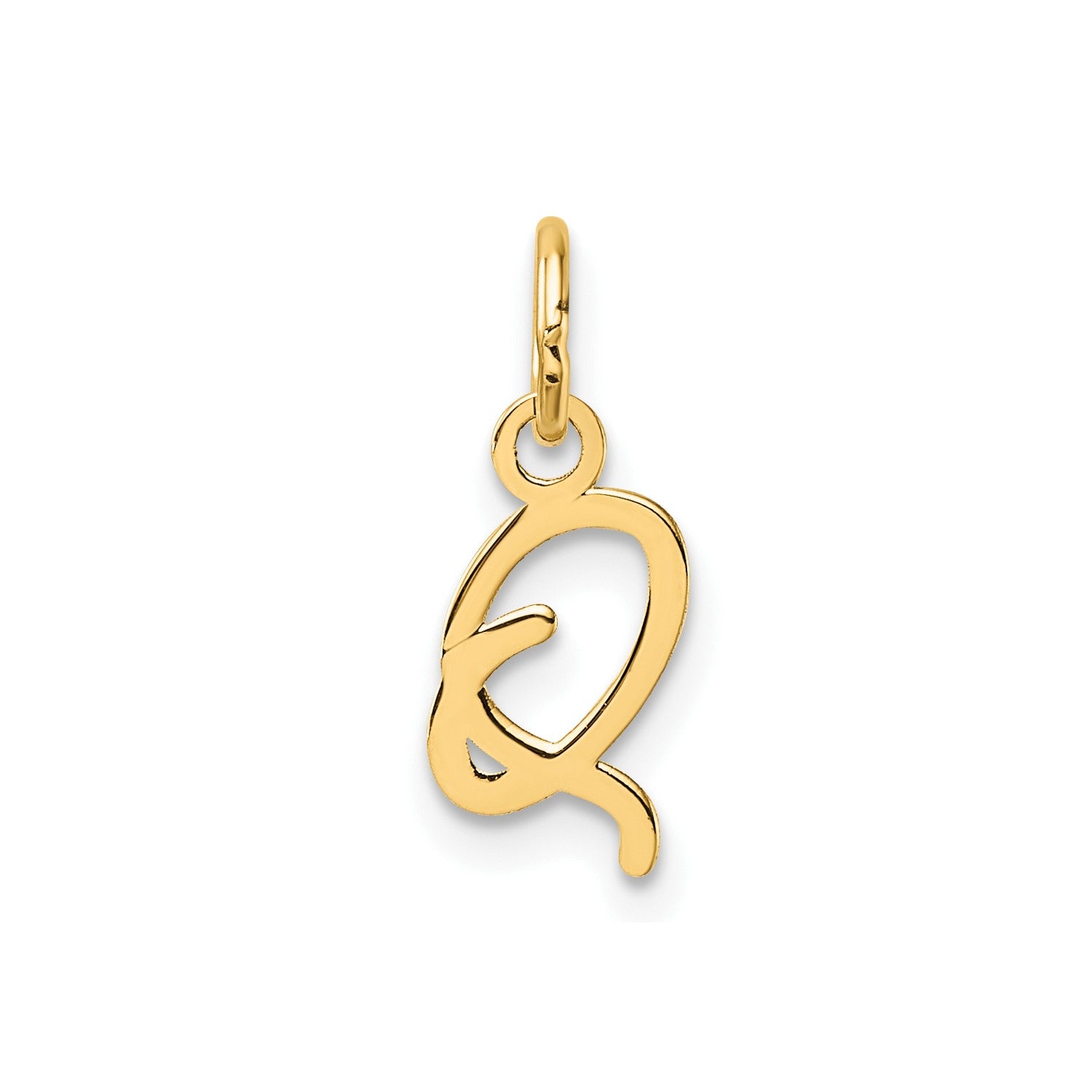 14k Yellow Gold Script Initial Charm Pendant, 14mm fine designer jewelry for men and women