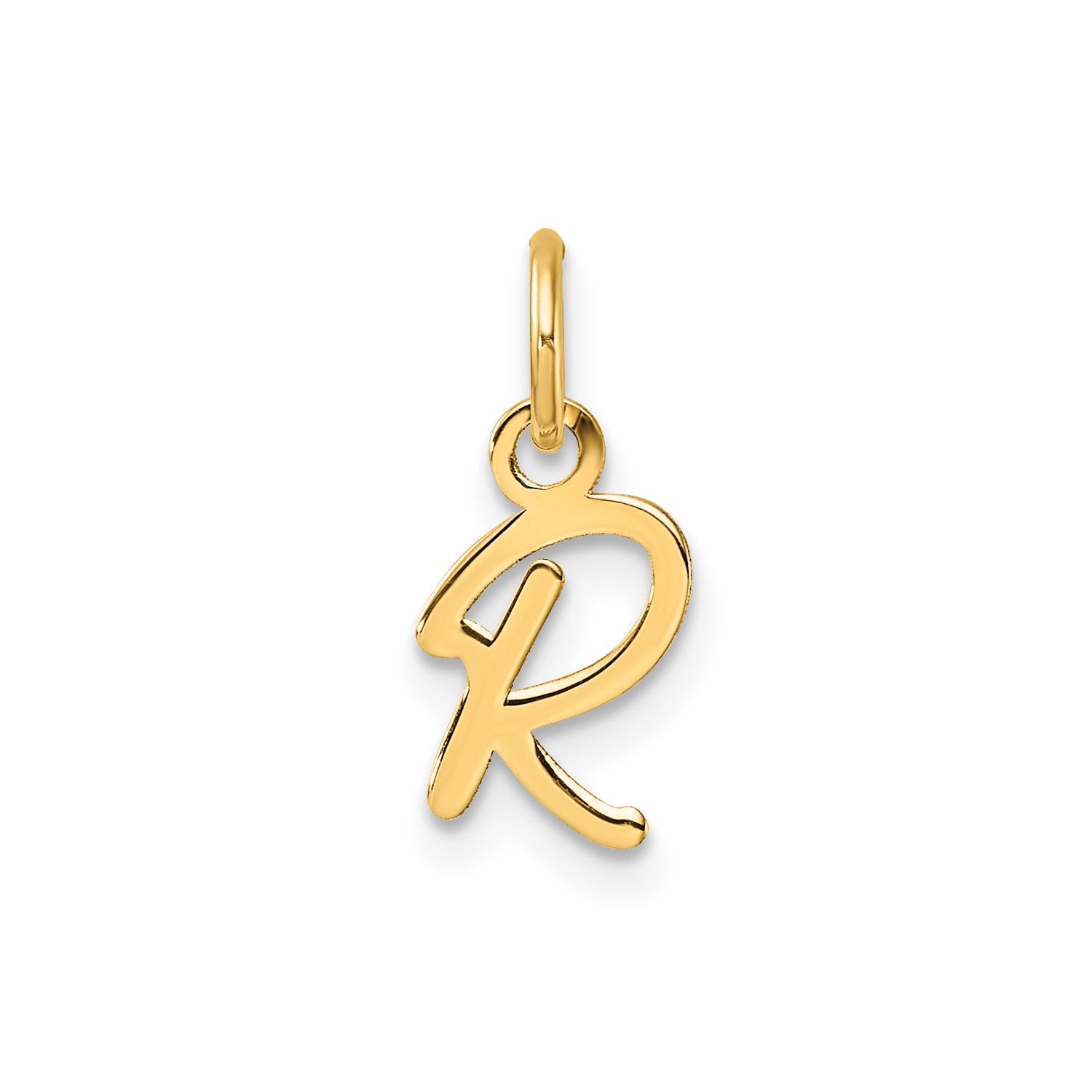 14k Yellow Gold Script Initial Charm Pendant, 14mm fine designer jewelry for men and women