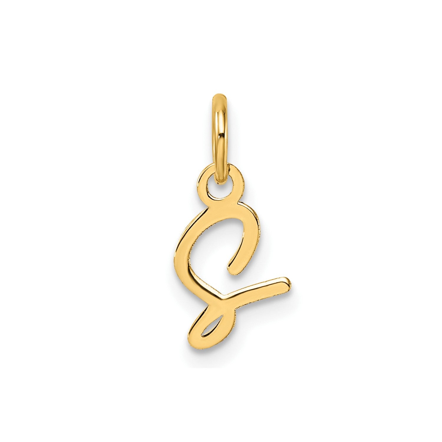 14k Yellow Gold Script Initial Charm Pendant, 14mm fine designer jewelry for men and women