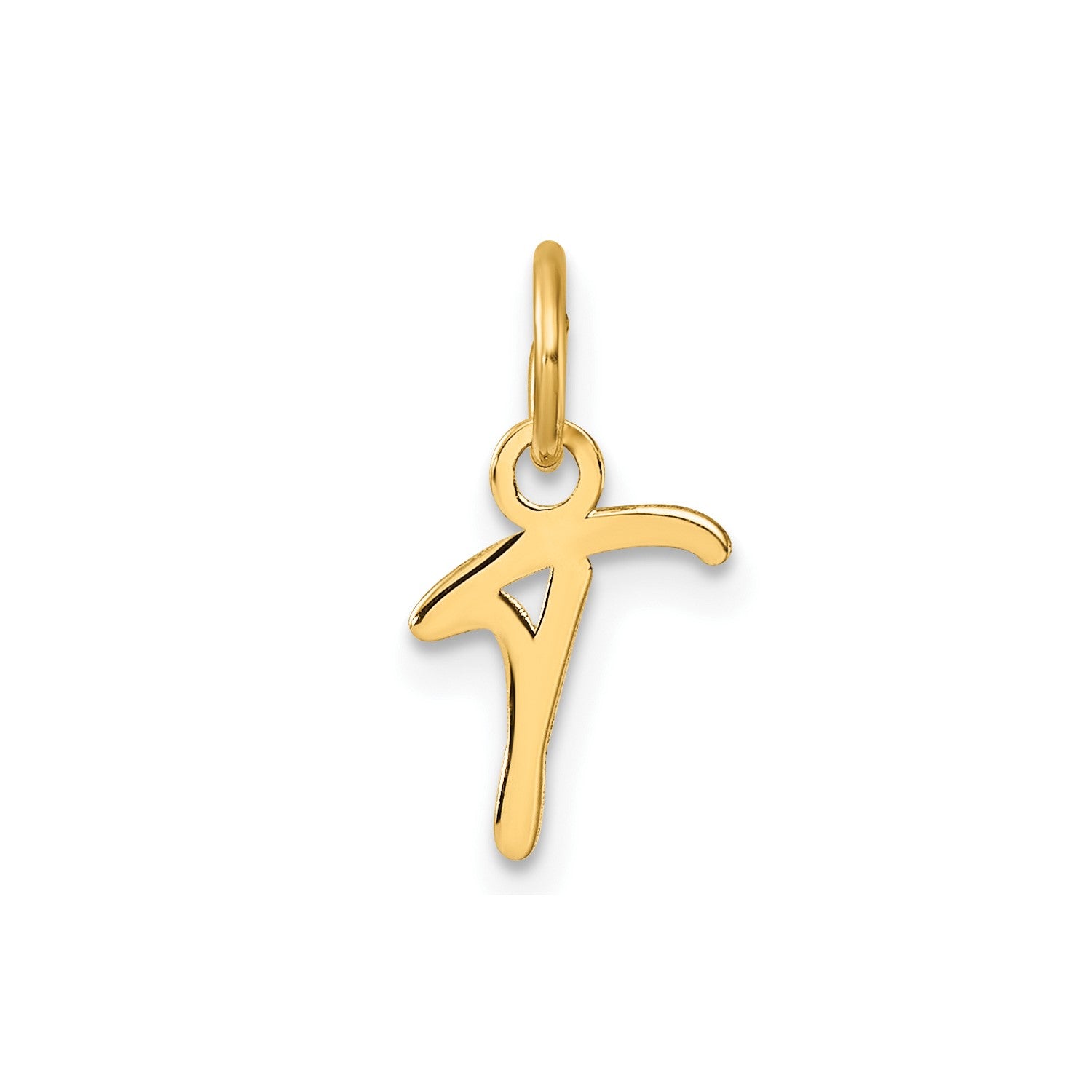 14k Yellow Gold Script Initial Charm Pendant, 14mm fine designer jewelry for men and women