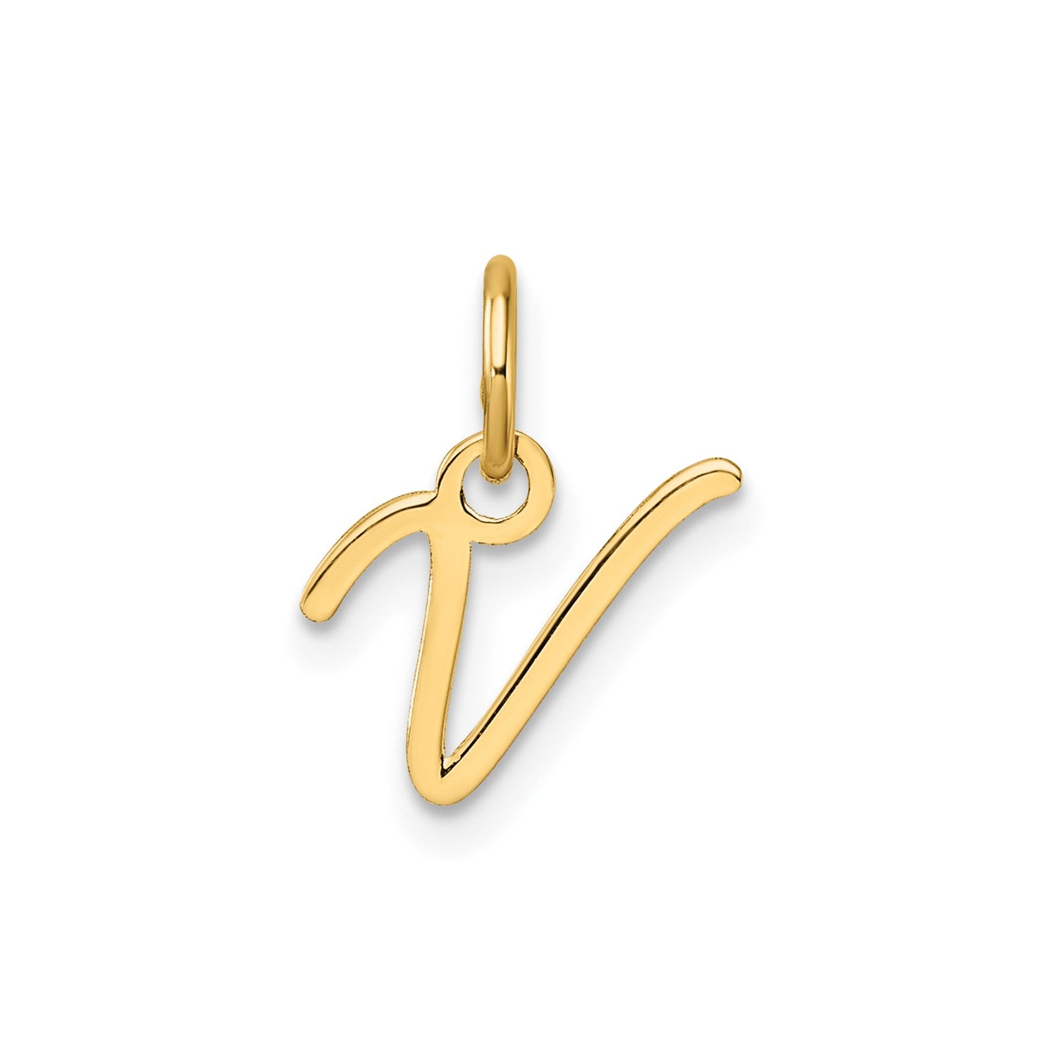 14k Yellow Gold Script Initial Charm Pendant, 14mm fine designer jewelry for men and women