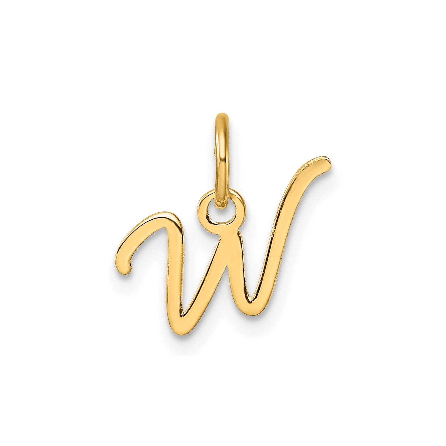 14k Yellow Gold Script Initial Charm Pendant, 14mm fine designer jewelry for men and women