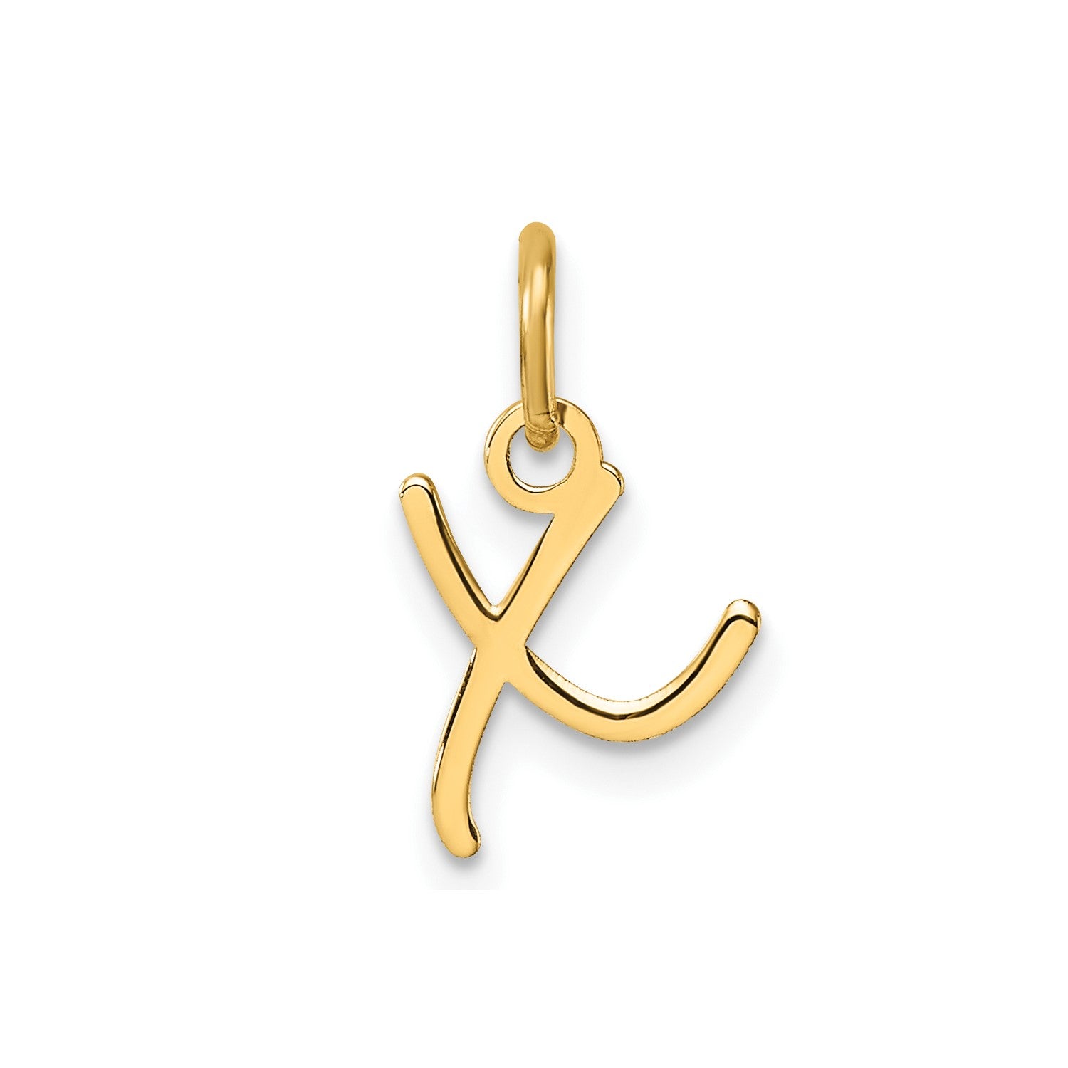 14k Yellow Gold Script Initial Charm Pendant, 14mm fine designer jewelry for men and women