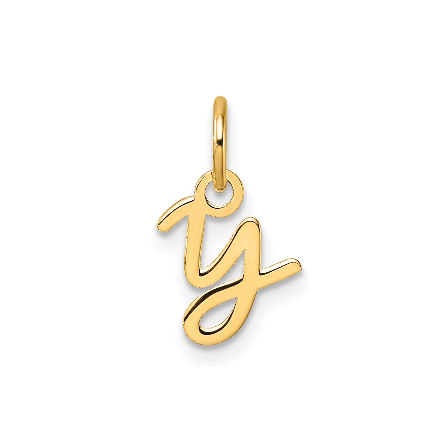 14k Yellow Gold Script Initial Charm Pendant, 14mm fine designer jewelry for men and women