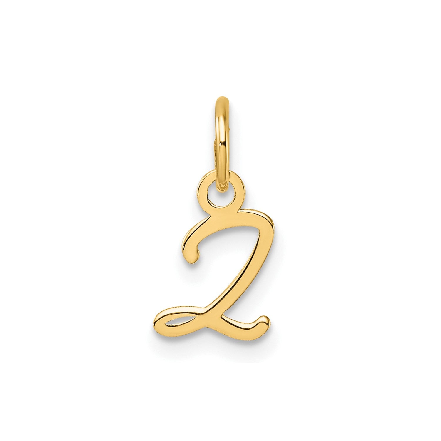 14k Yellow Gold Script Initial Charm Pendant, 14mm fine designer jewelry for men and women