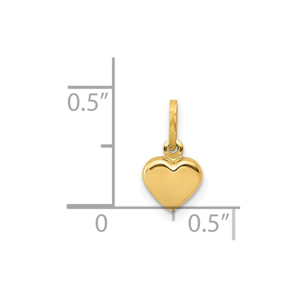 14K Yellow Gold 3-D Puffed Heart Charm Pendant, 11x6mm fine designer jewelry for men and women