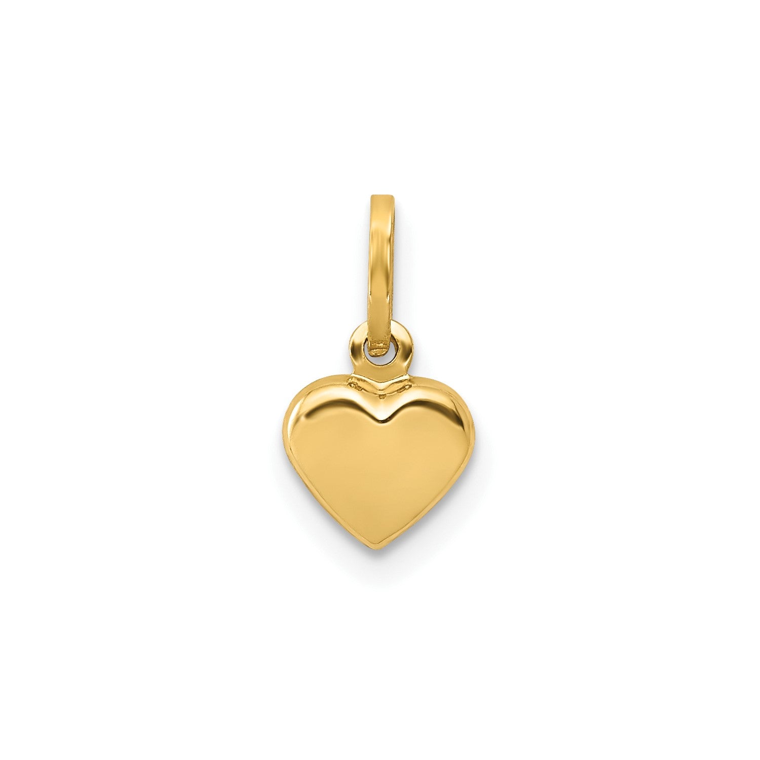 14K Yellow Gold 3-D Puffed Heart Charm Pendant, 11x6mm fine designer jewelry for men and women