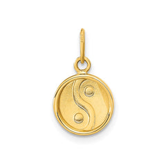 14K Yellow Gold High Polished Black/White Enamel Yin and Yang Pendant,12mm fine designer jewelry for men and women