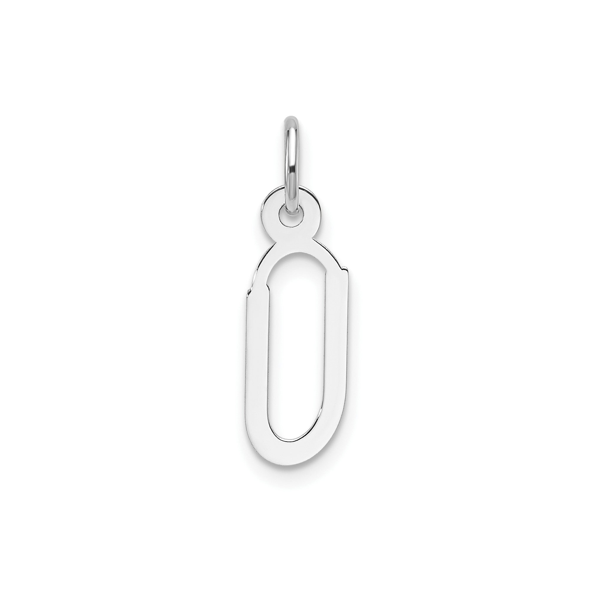 14K White Gold Initial Letter Pendant Charm, Block Style, 13mm x 6mm