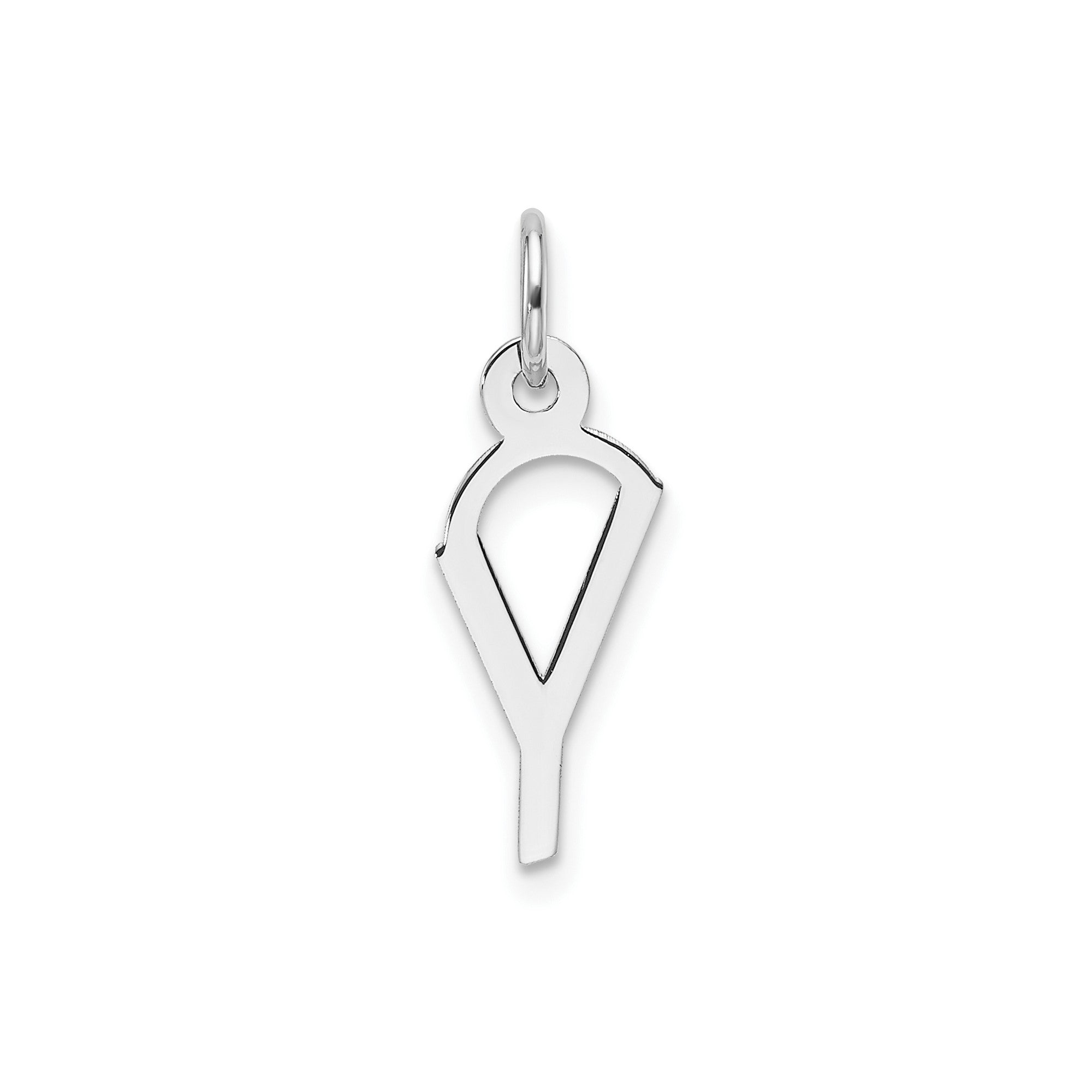 14K White Gold Initial Letter Pendant Charm, Block Style, 13mm x 6mm