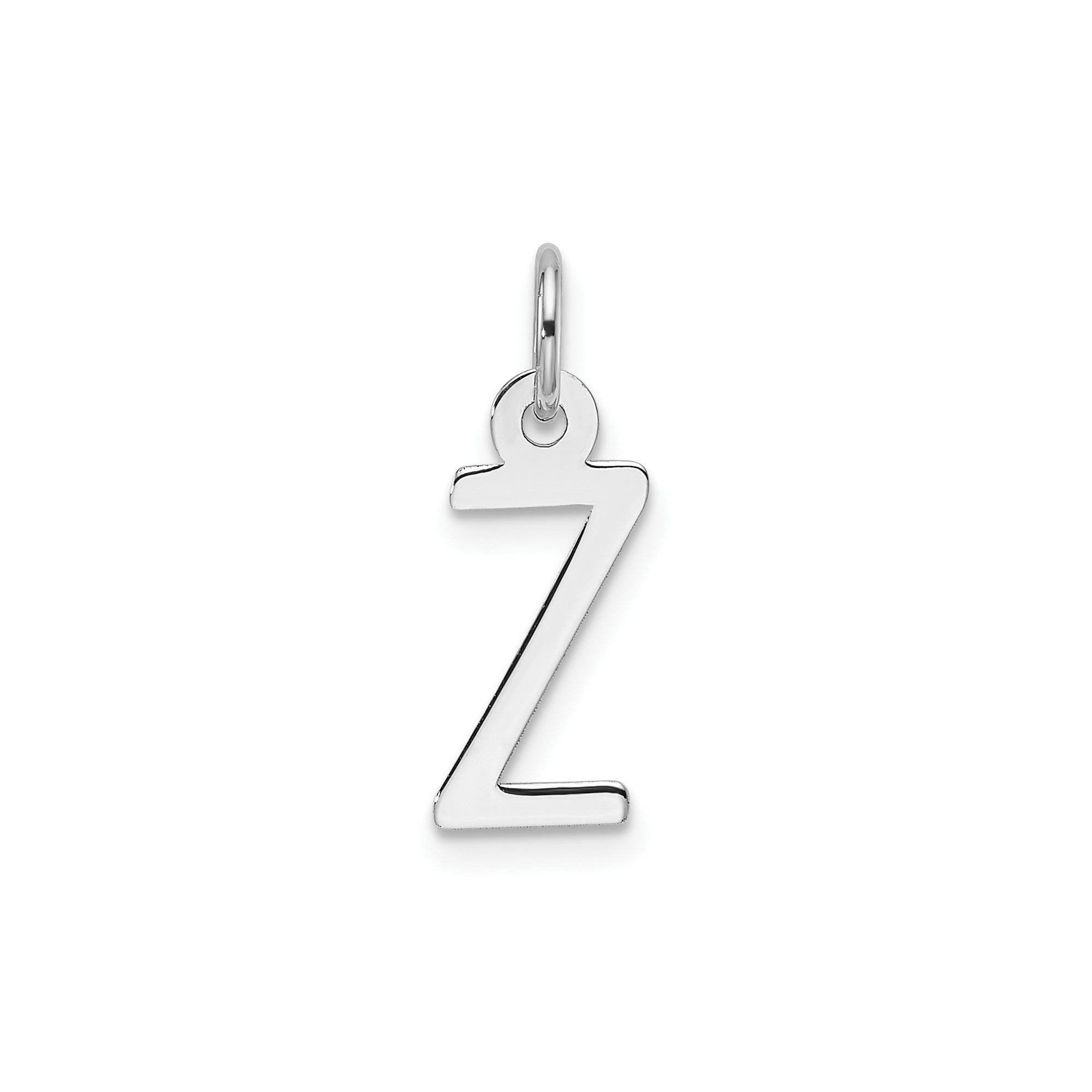 14K White Gold Initial Letter Pendant Charm, Block Style, 13mm x 6mm