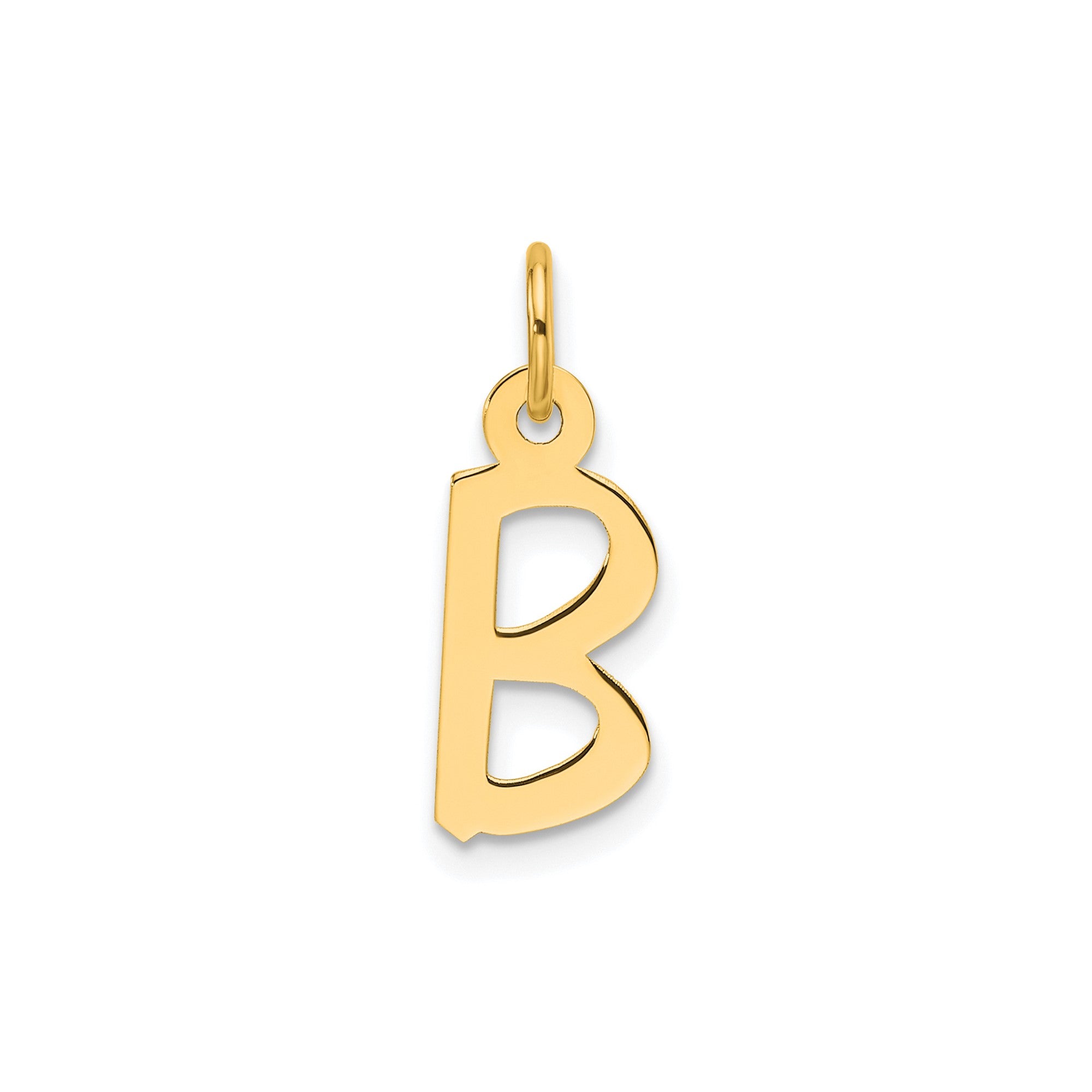 14K Yellow Gold Initial Letter Pendant Charm, Block Style, 13mm x 6mm