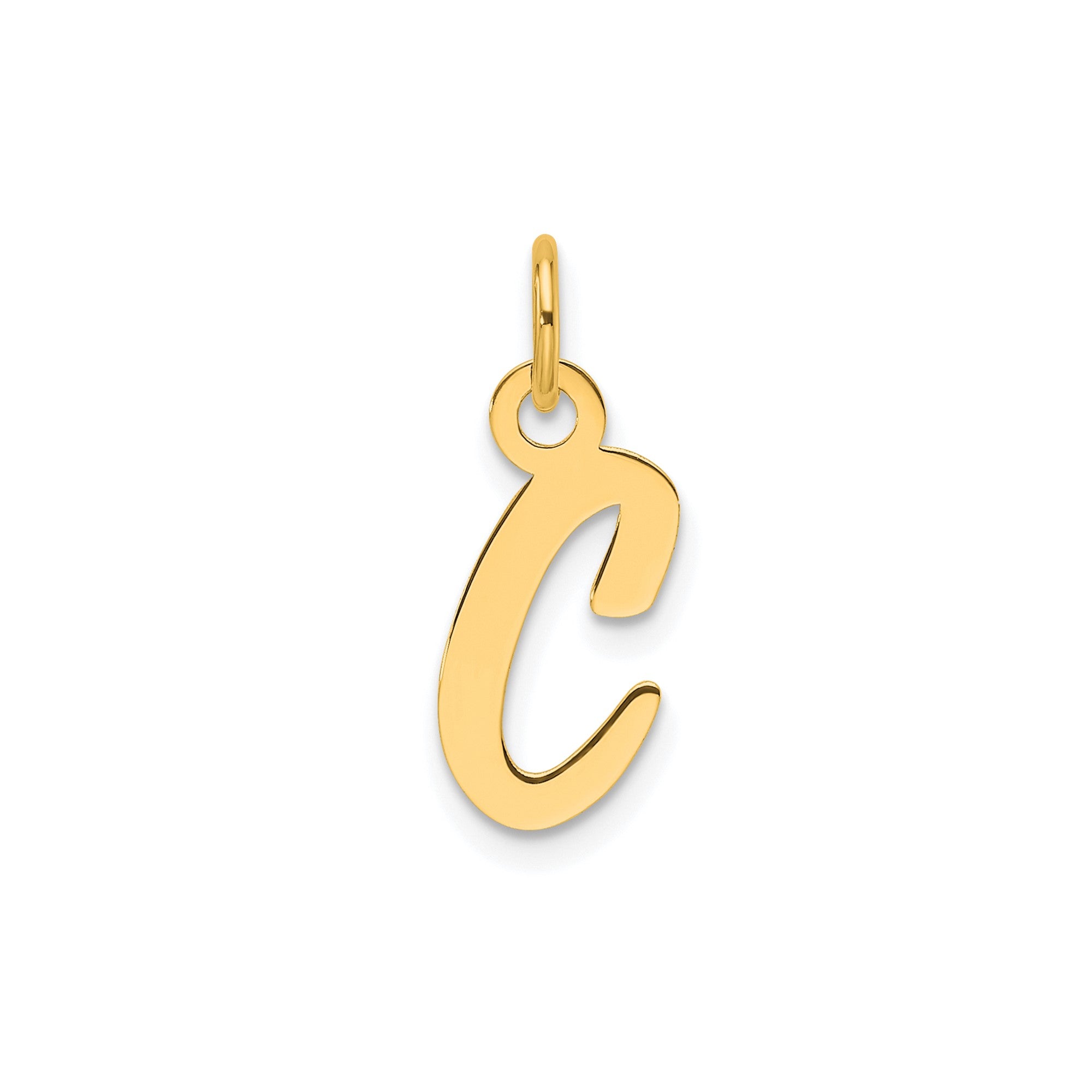 14K Yellow Gold Initial Letter Pendant Charm, Block Style, 13mm x 6mm