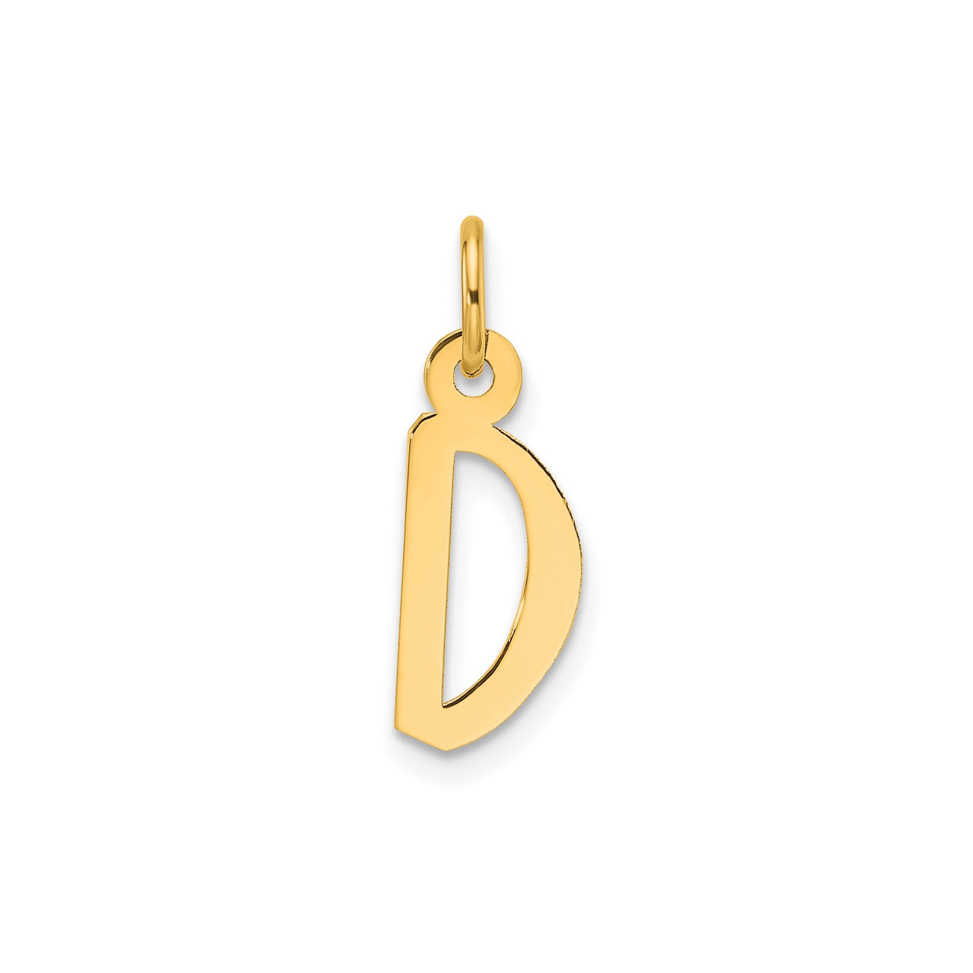 14K Yellow Gold Initial Letter Pendant Charm, Block Style, 13mm x 6mm