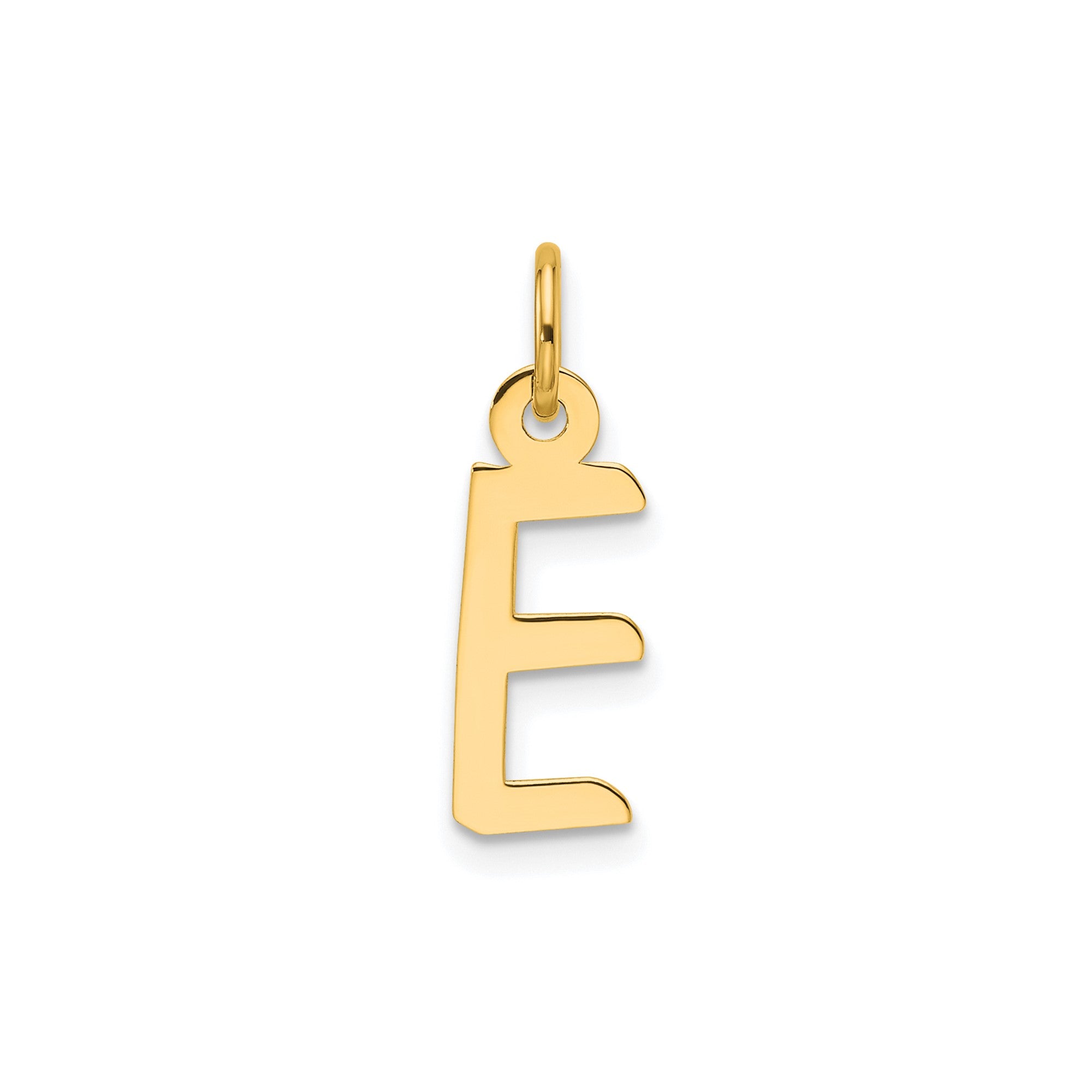 14K Yellow Gold Initial Letter Pendant Charm, Block Style, 13mm x 6mm