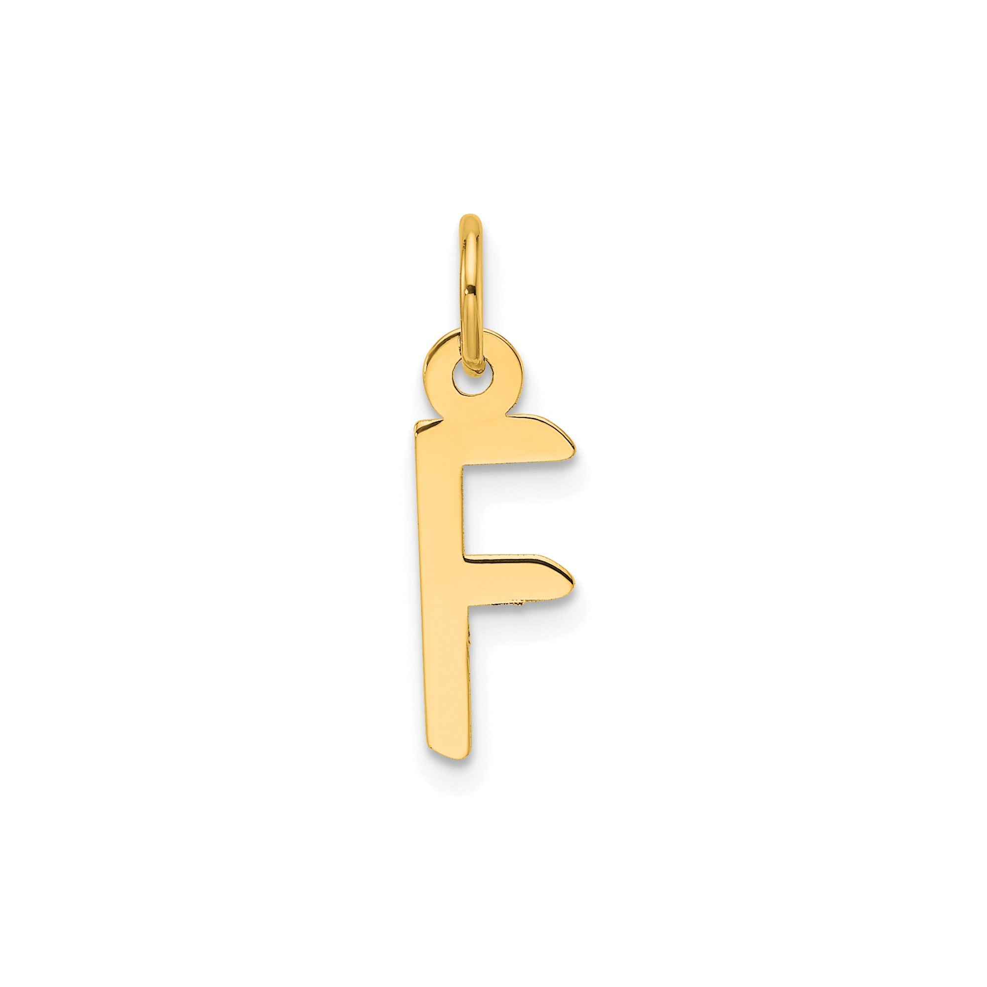 14K Yellow Gold Initial Letter Pendant Charm, Block Style, 13mm x 6mm