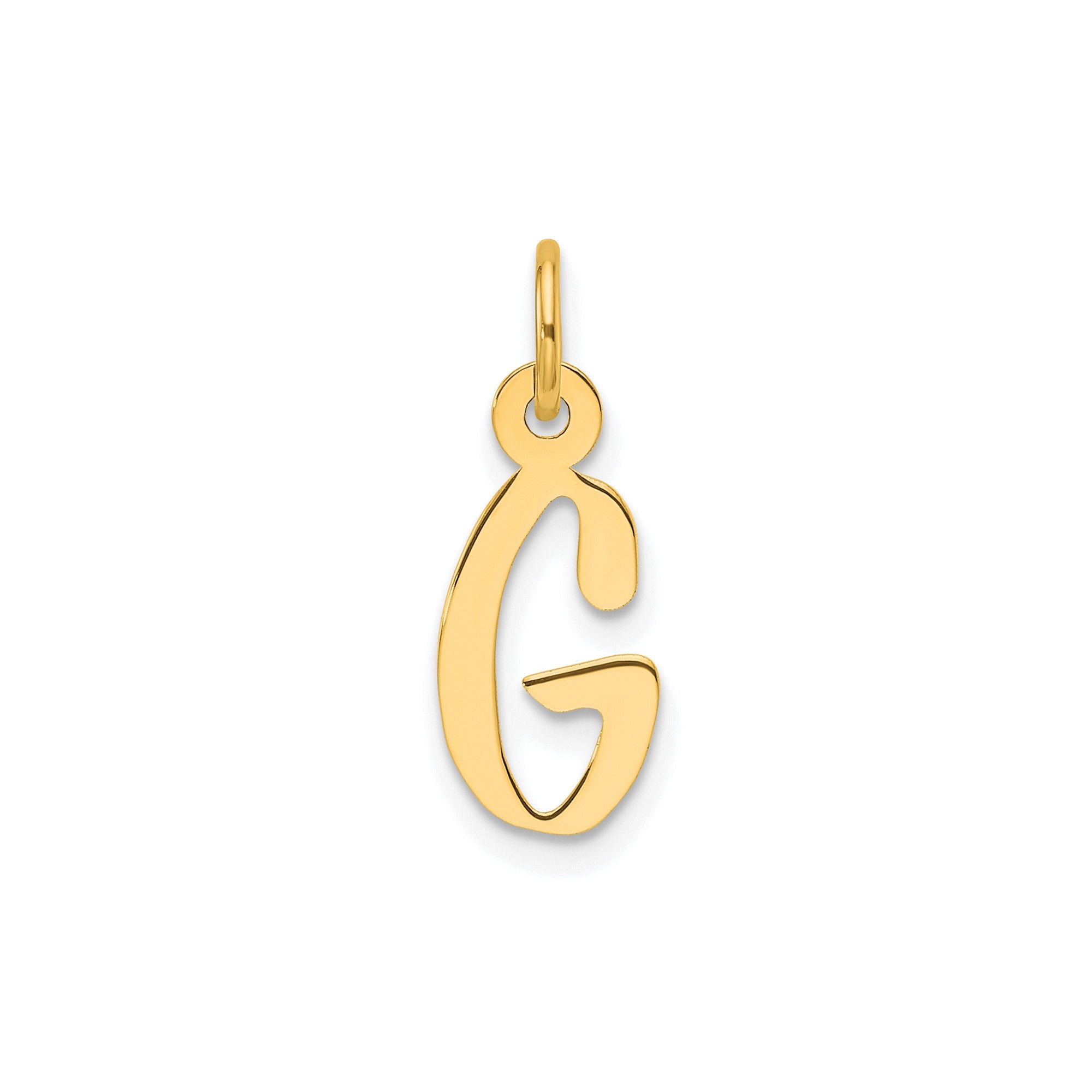 14K Yellow Gold Initial Letter Pendant Charm, Block Style, 13mm x 6mm