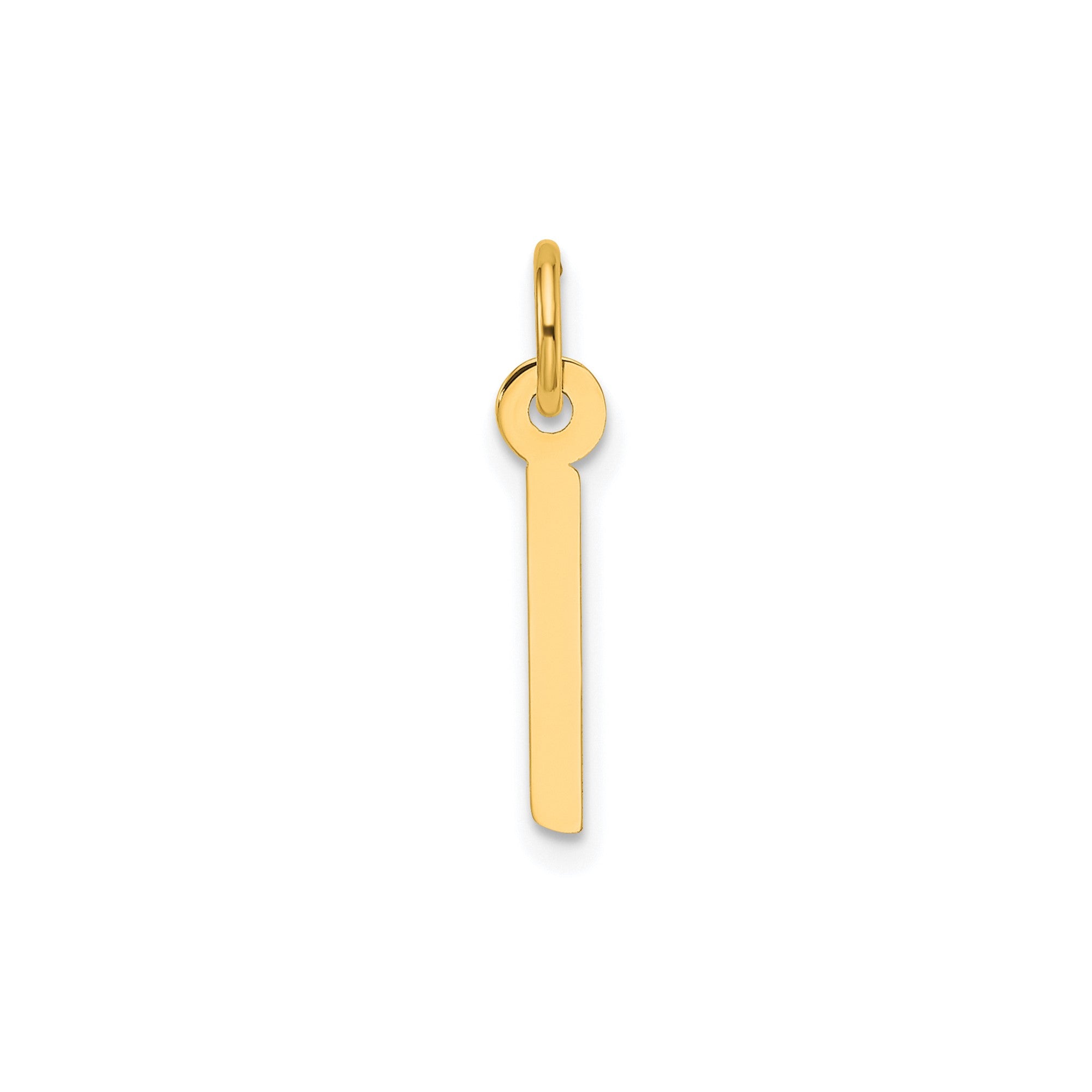 14K Yellow Gold Initial Letter Pendant Charm, Block Style, 13mm x 6mm