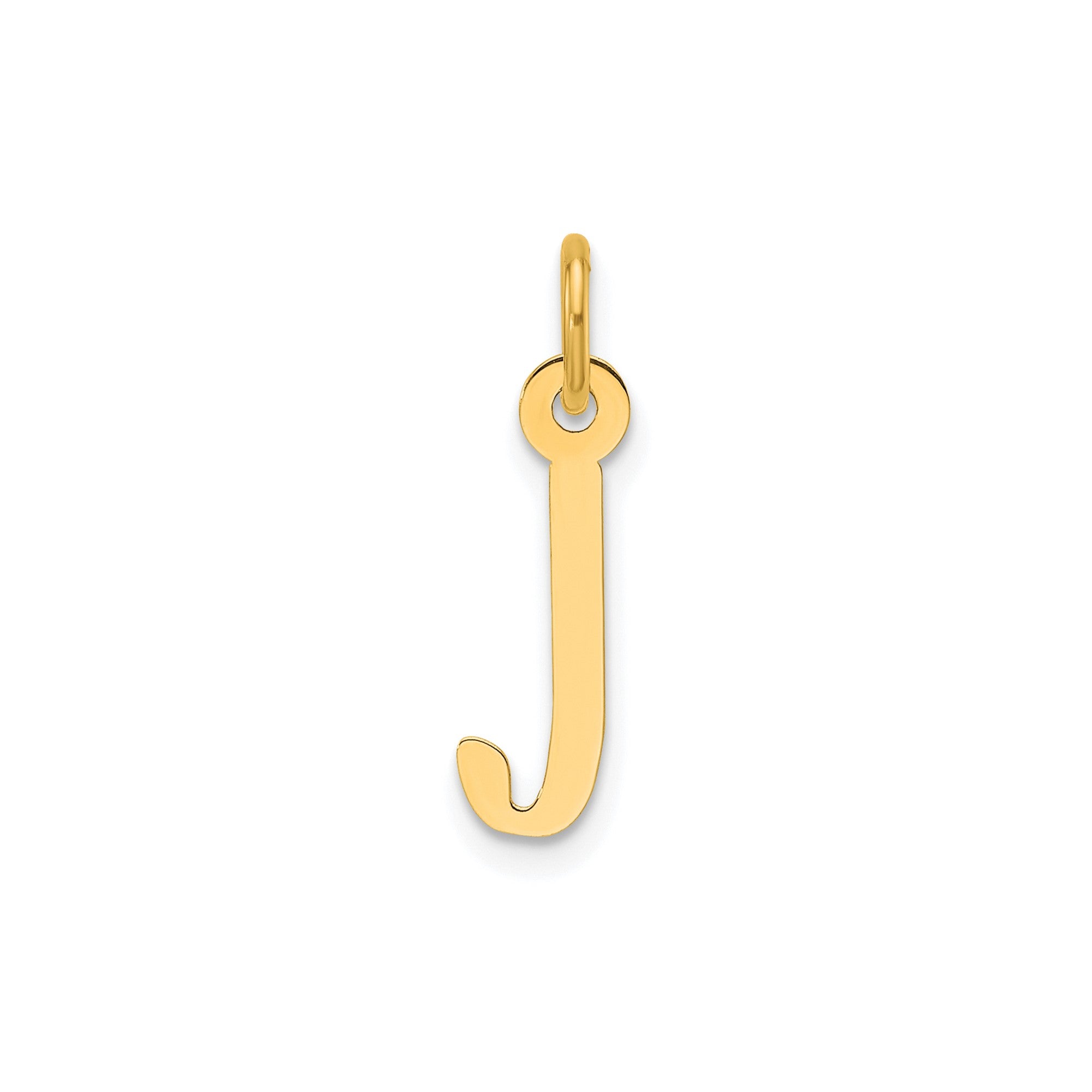 14K Yellow Gold Initial Letter Pendant Charm, Block Style, 13mm x 6mm