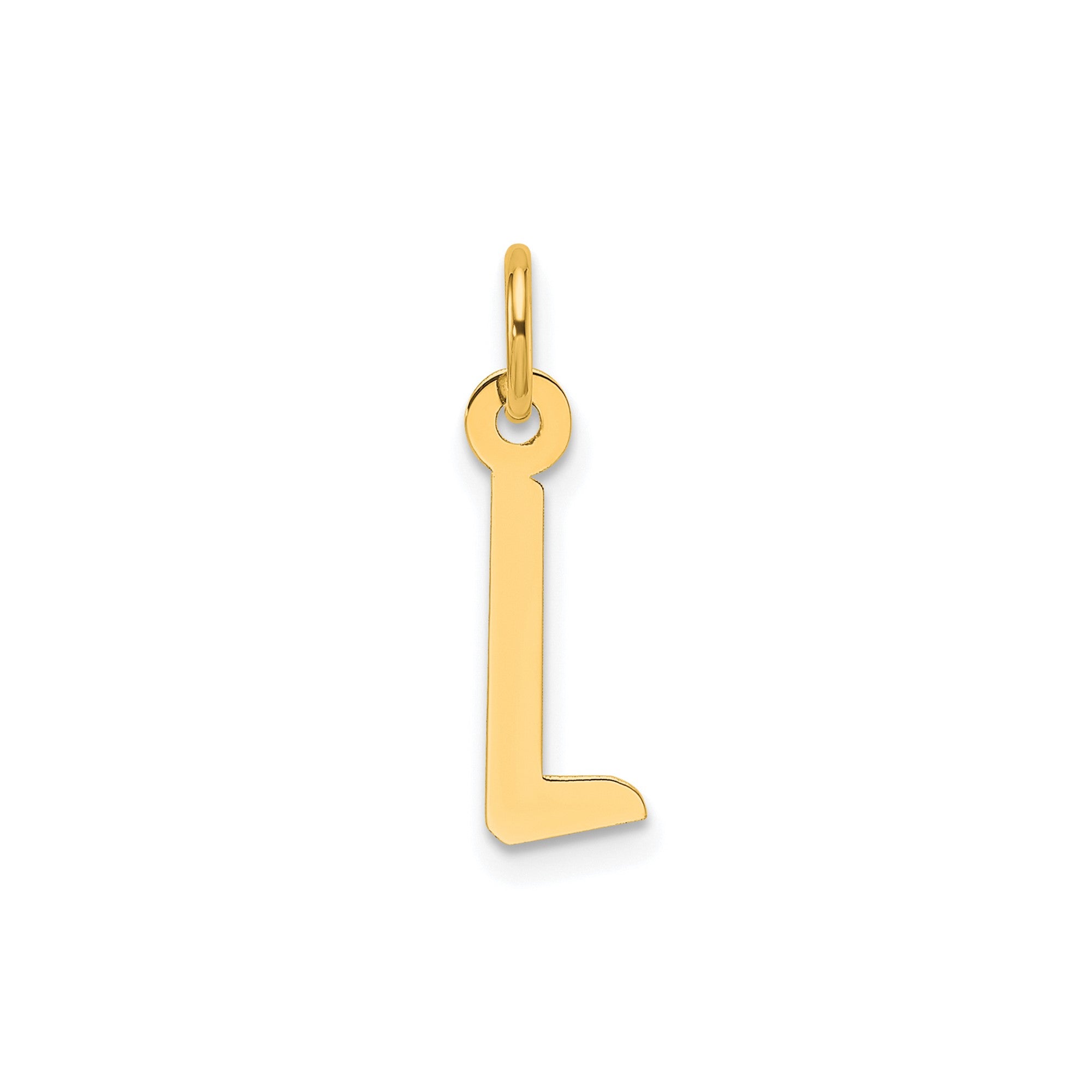 14K Yellow Gold Initial Letter Pendant Charm, Block Style, 13mm x 6mm