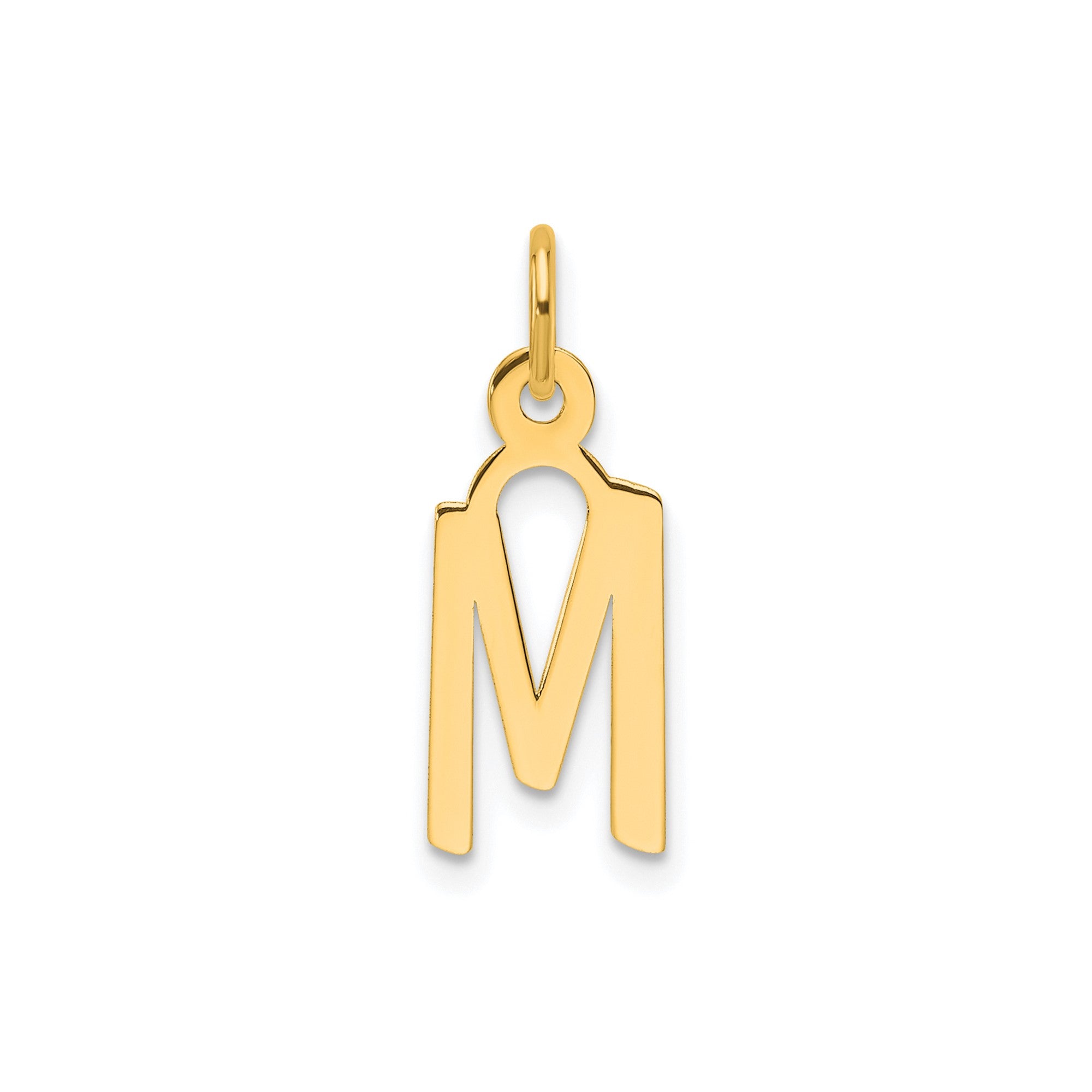 14K Yellow Gold Initial Letter Pendant Charm, Block Style, 13mm x 6mm