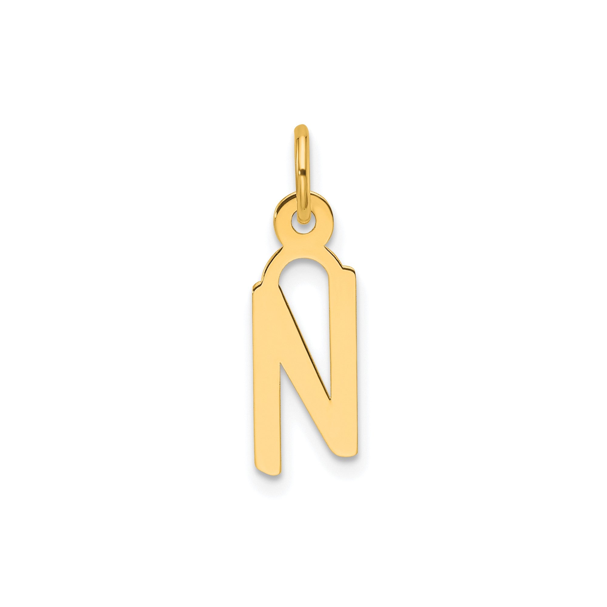 14K Yellow Gold Initial Letter Pendant Charm, Block Style, 13mm x 6mm