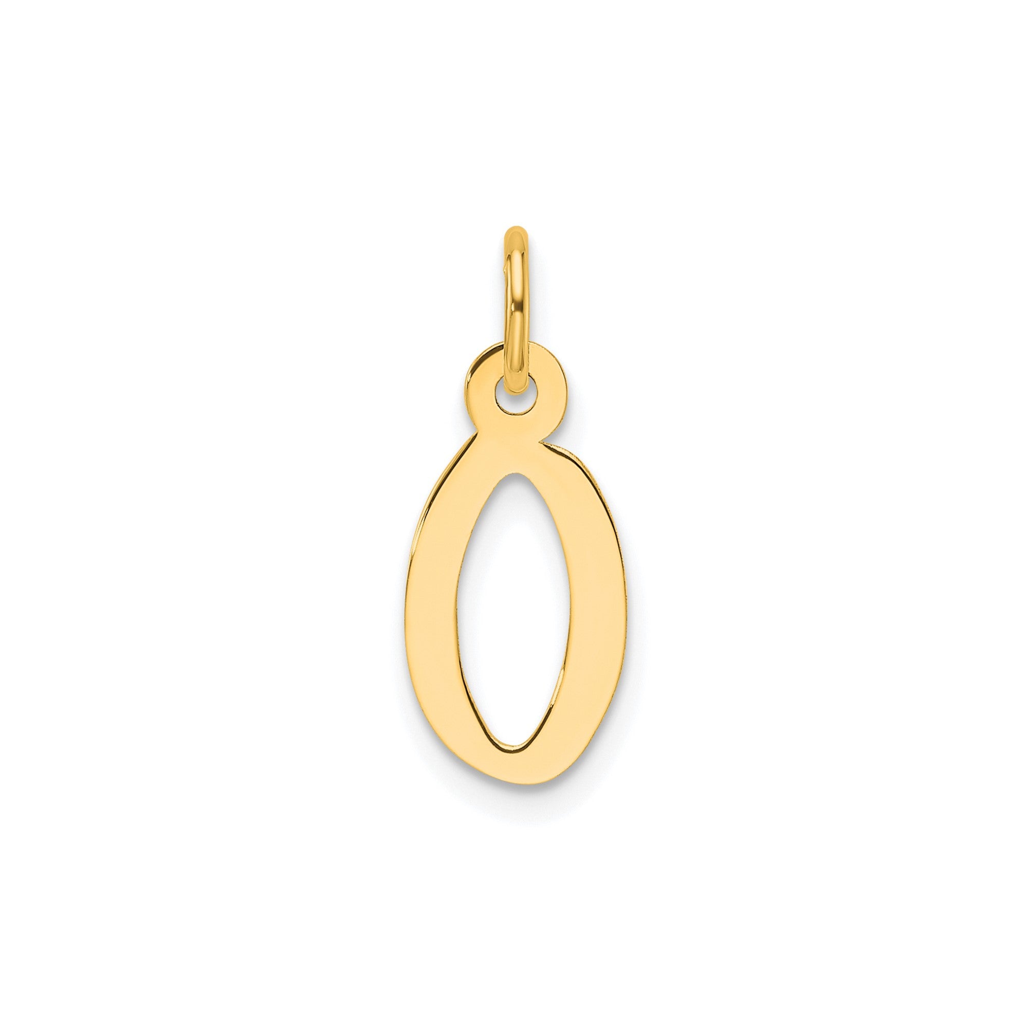 10K Yellow Gold Initial Letter Pendant Charm, Block Style, 13mm x 6mm