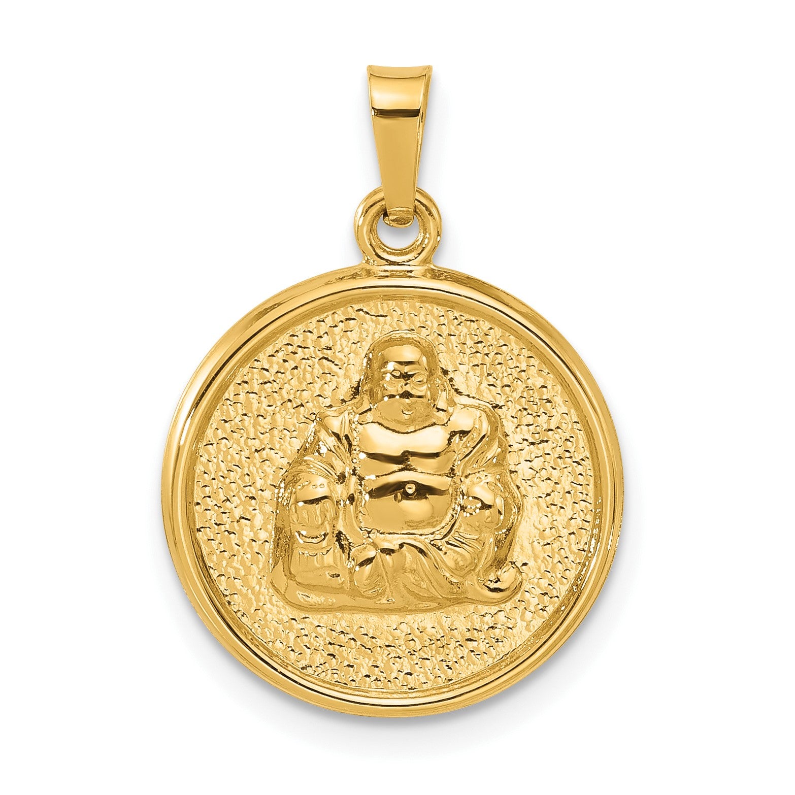 14K Yellow Gold Buddha Round Charm Pendant fine designer jewelry for men and women