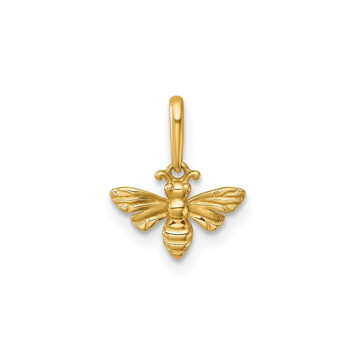 14k Yellow Gold High Polished Bee Pendant, 12x10mm fine designer jewelry for men and women