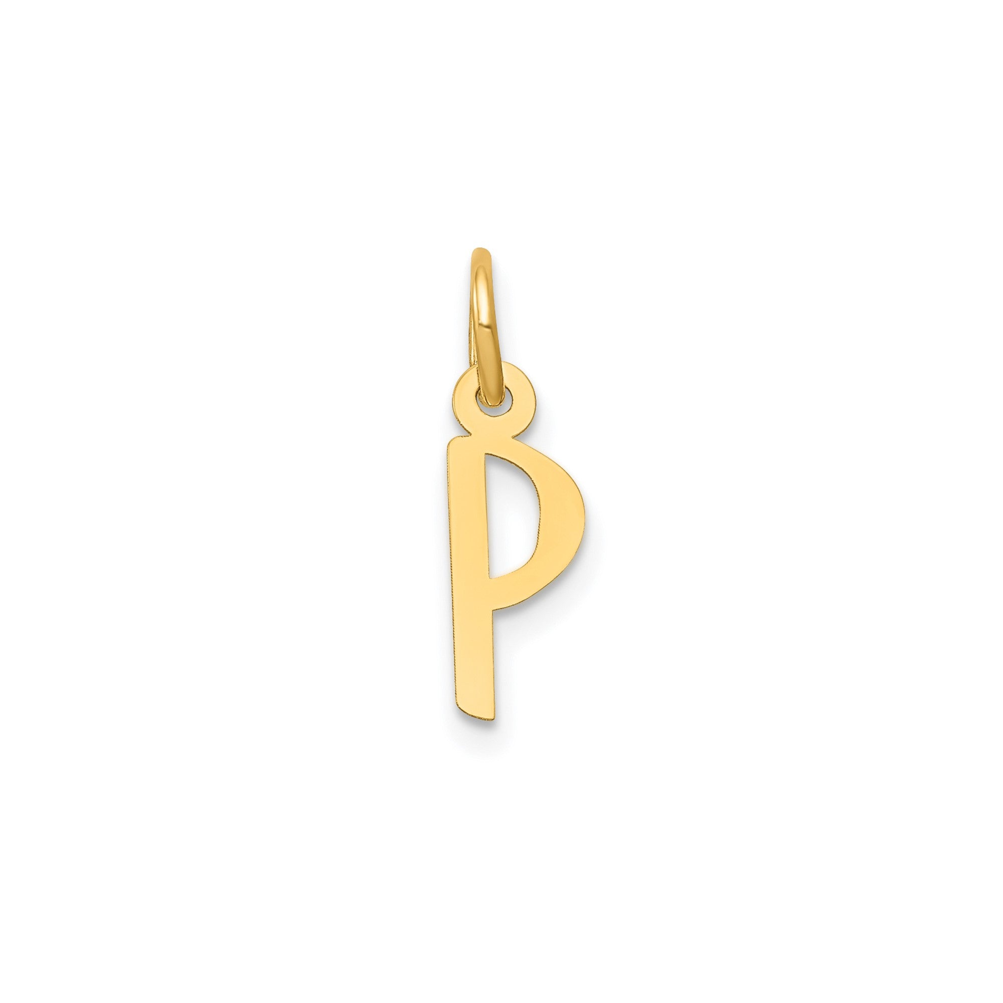 14K Yellow Gold Initial Letter Pendant Charm, Block Style, 13mm x 6mm