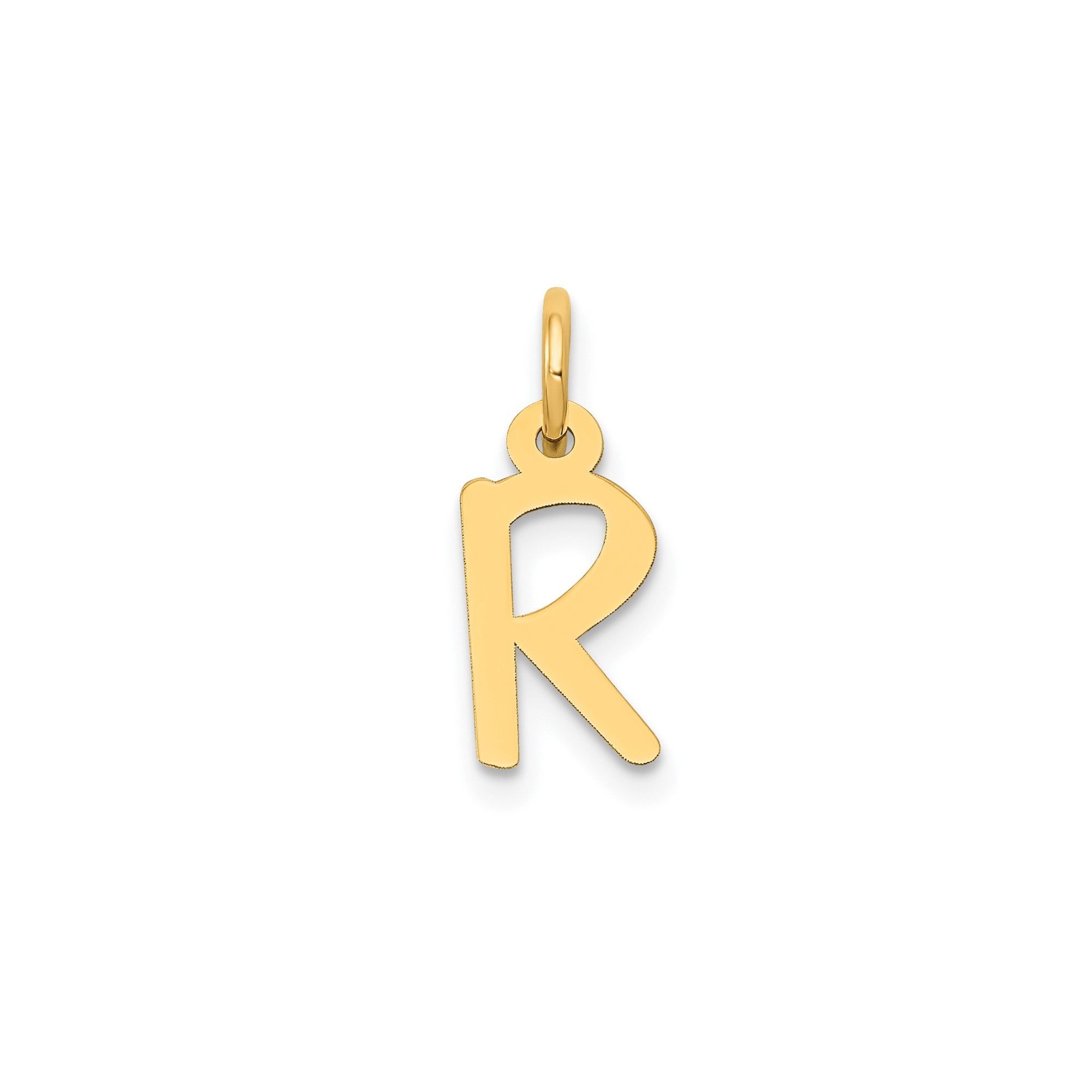 14K Yellow Gold Initial Letter Pendant Charm, Block Style, 13mm x 6mm