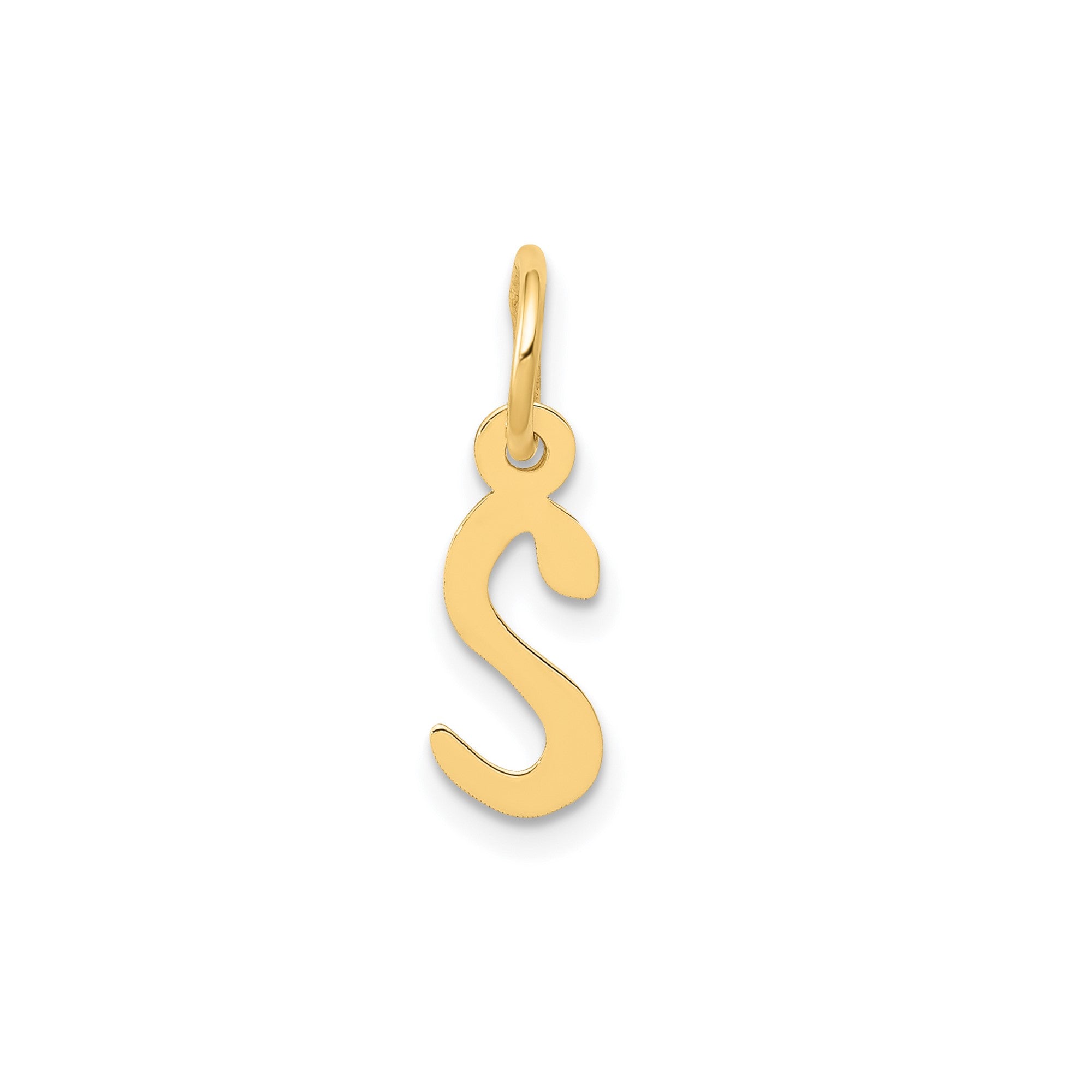 10K Yellow Gold Initial Letter Pendant Charm, Block Style, 13mm x 6mm