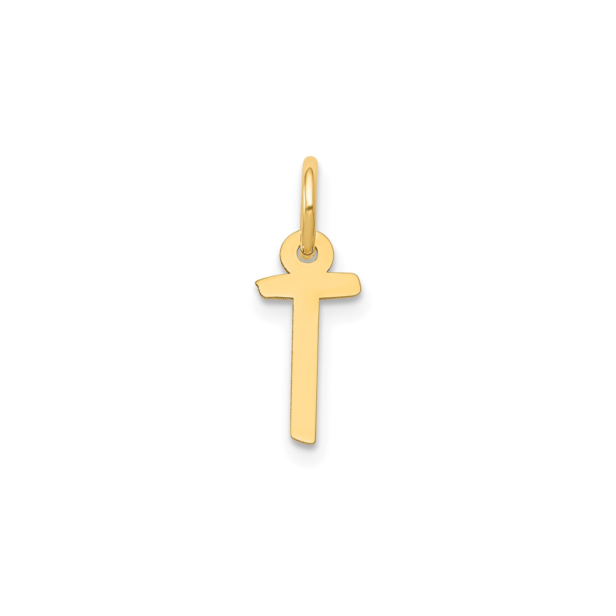 14K Yellow Gold Initial Letter Pendant Charm, Block Style, 13mm x 6mm