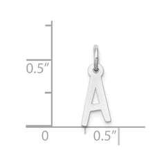 14K White Gold Initial Letter Pendant Charm, Block Style, 13mm x 6mm