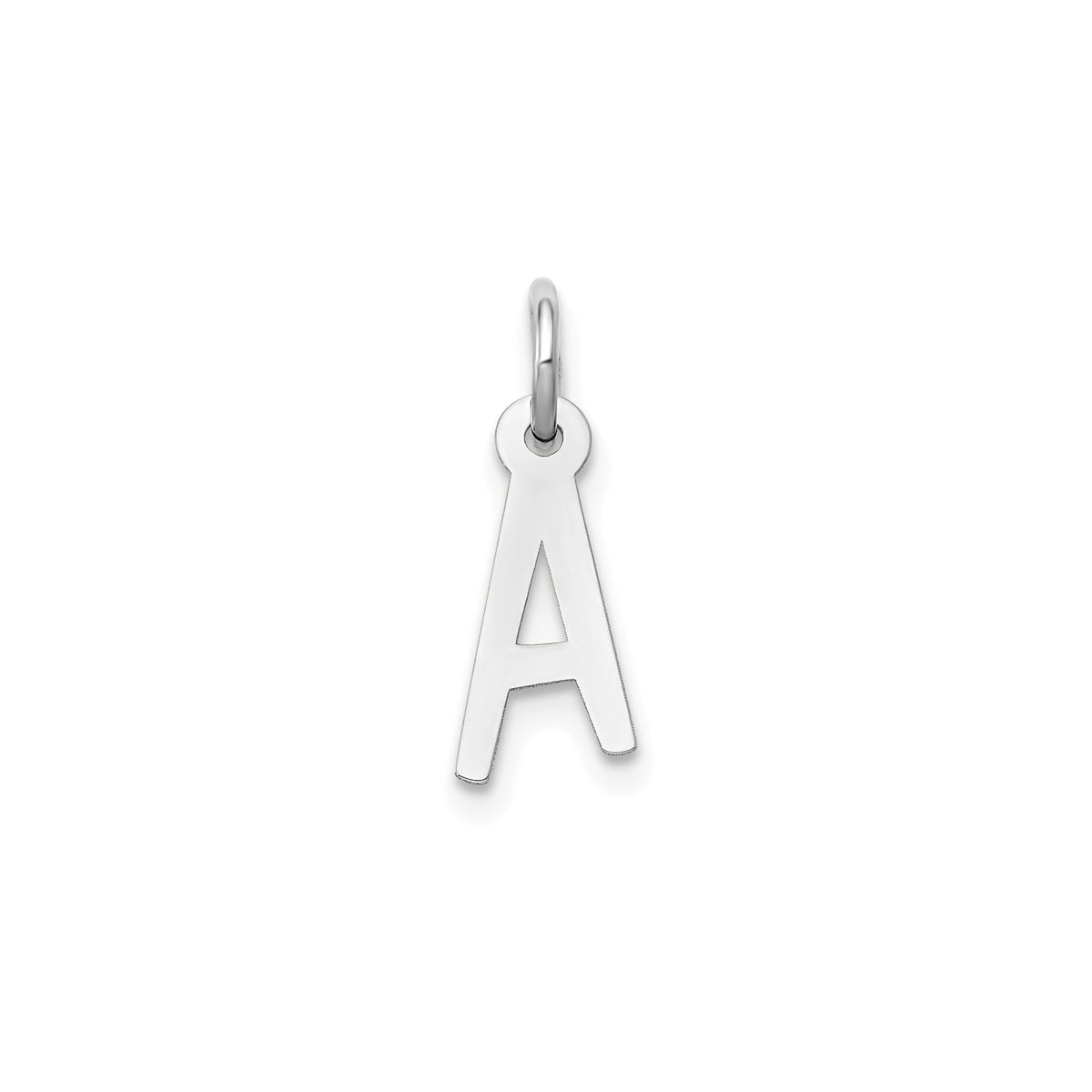 14K White Gold Initial Letter Pendant Charm, Block Style, 13mm x 6mm