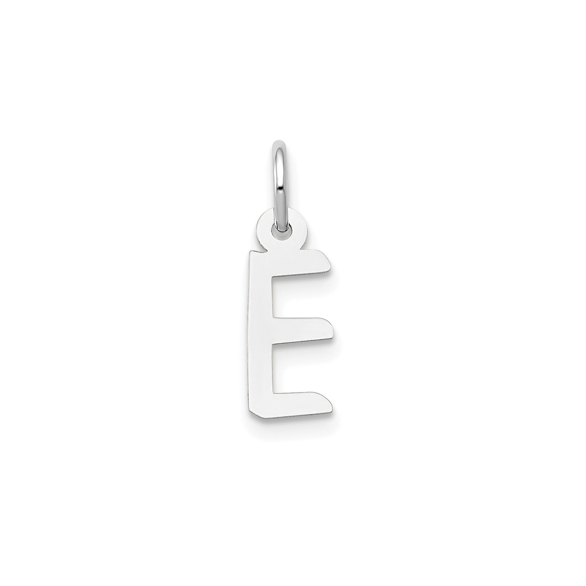 14K White Gold Initial Letter Pendant Charm, Block Style, 13mm x 6mm