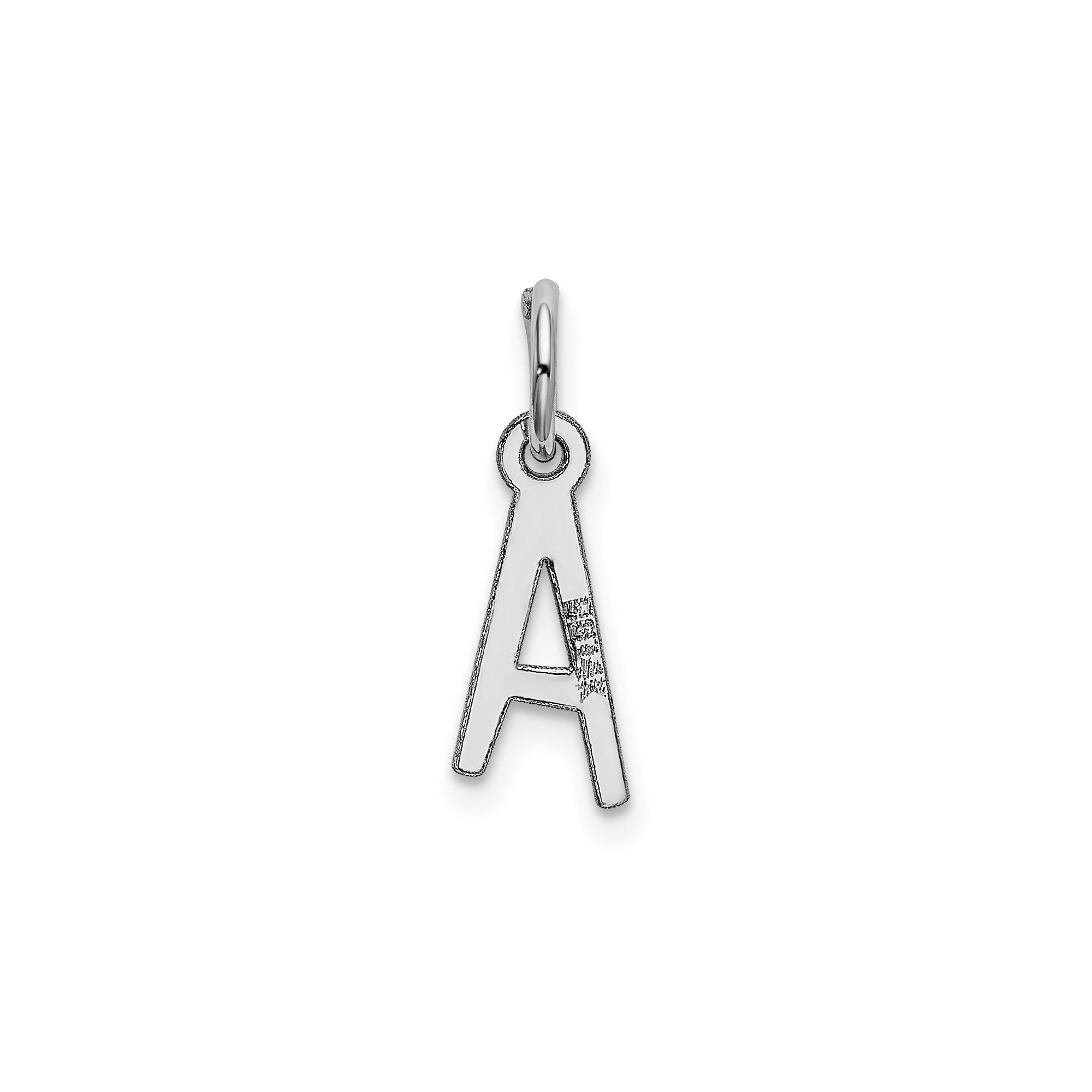 14K White Gold Initial Letter Pendant Charm, Block Style, 13mm x 6mm