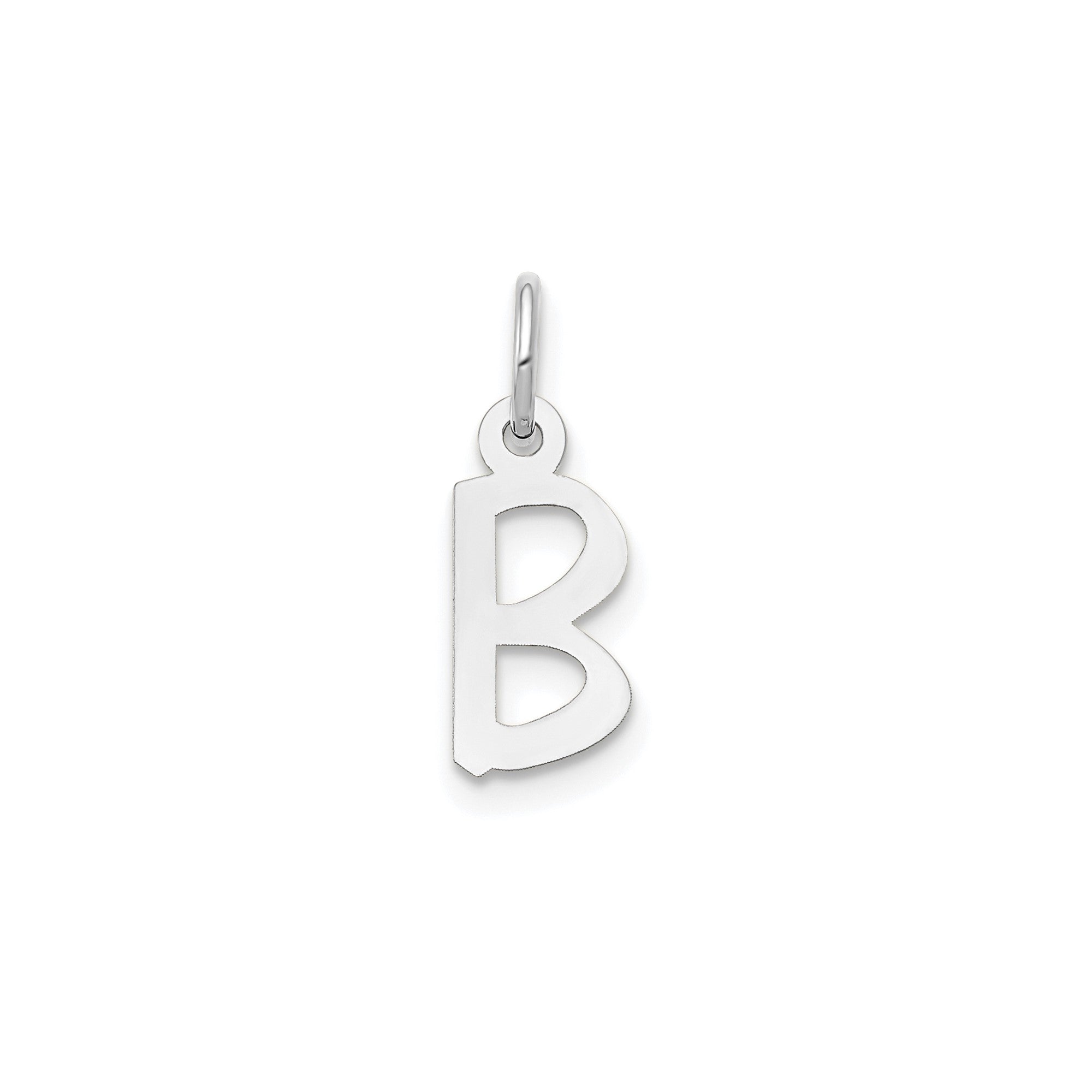 14K White Gold Initial Letter Pendant Charm, Block Style, 13mm x 6mm