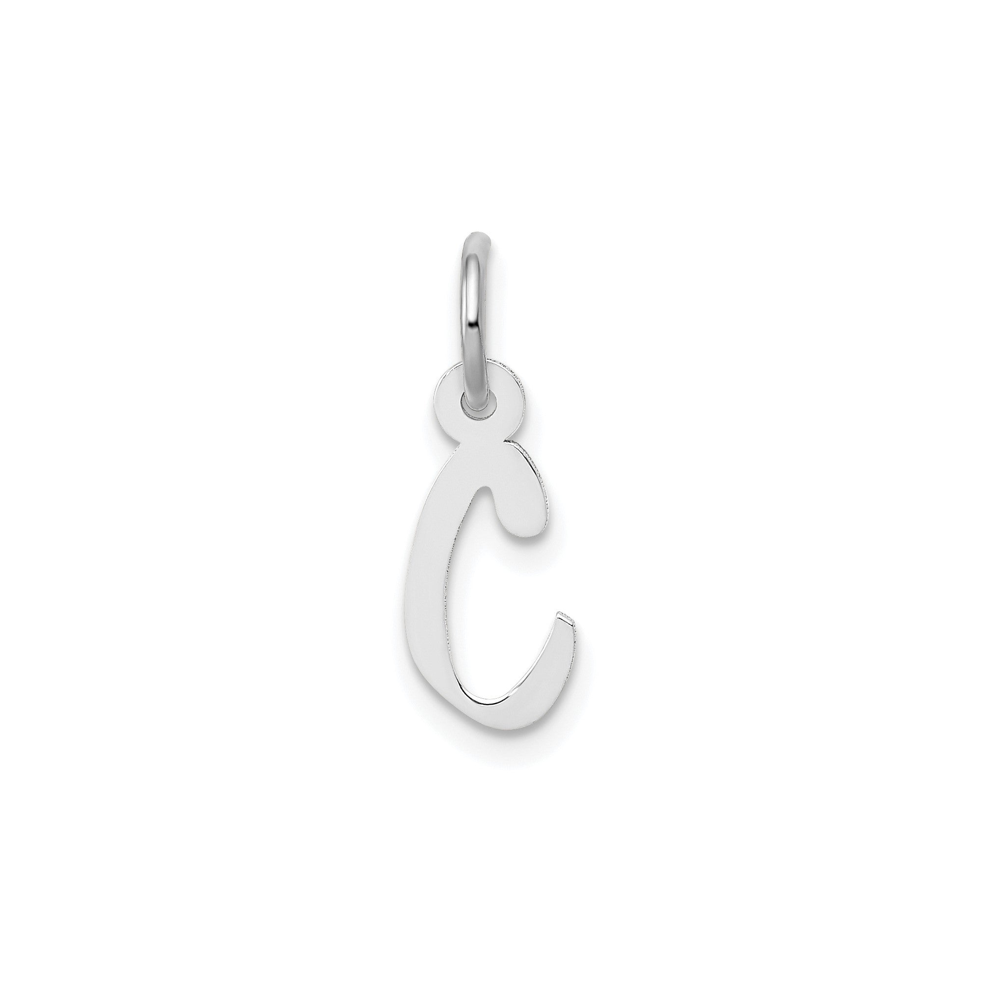 14K White Gold Initial Letter Pendant Charm, Block Style, 13mm x 6mm