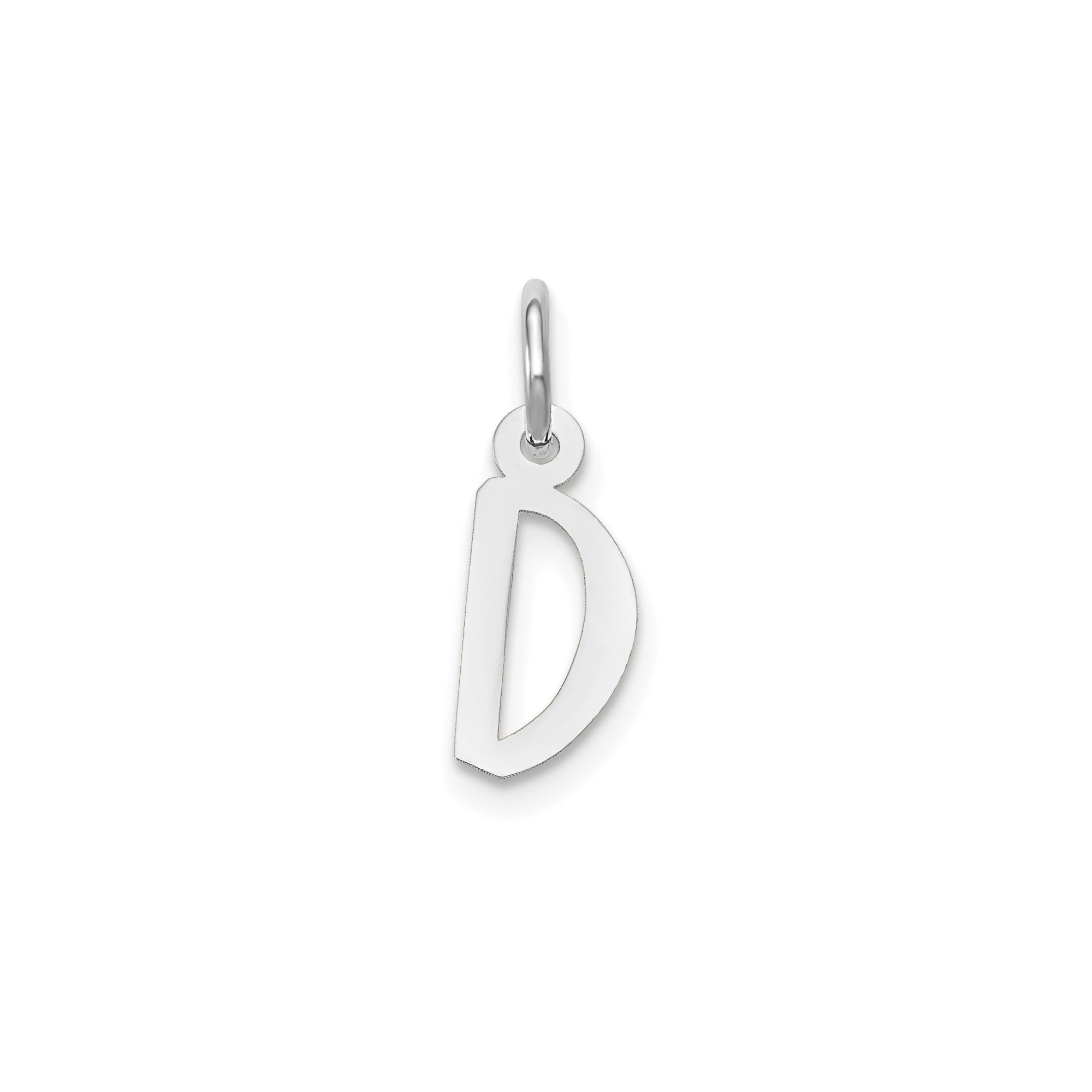 14K White Gold Initial Letter Pendant Charm, Block Style, 13mm x 6mm