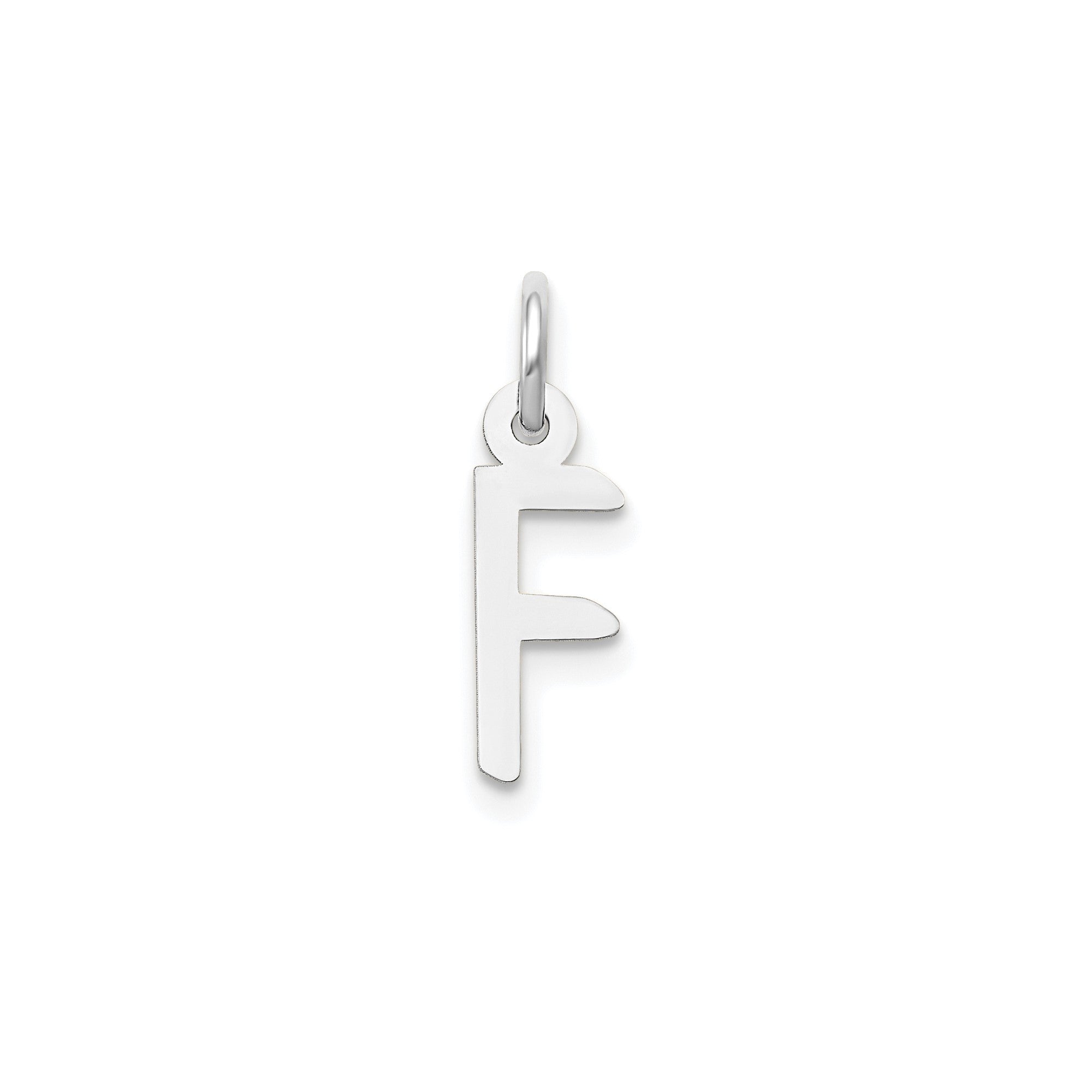 14K White Gold Initial Letter Pendant Charm, Block Style, 13mm x 6mm