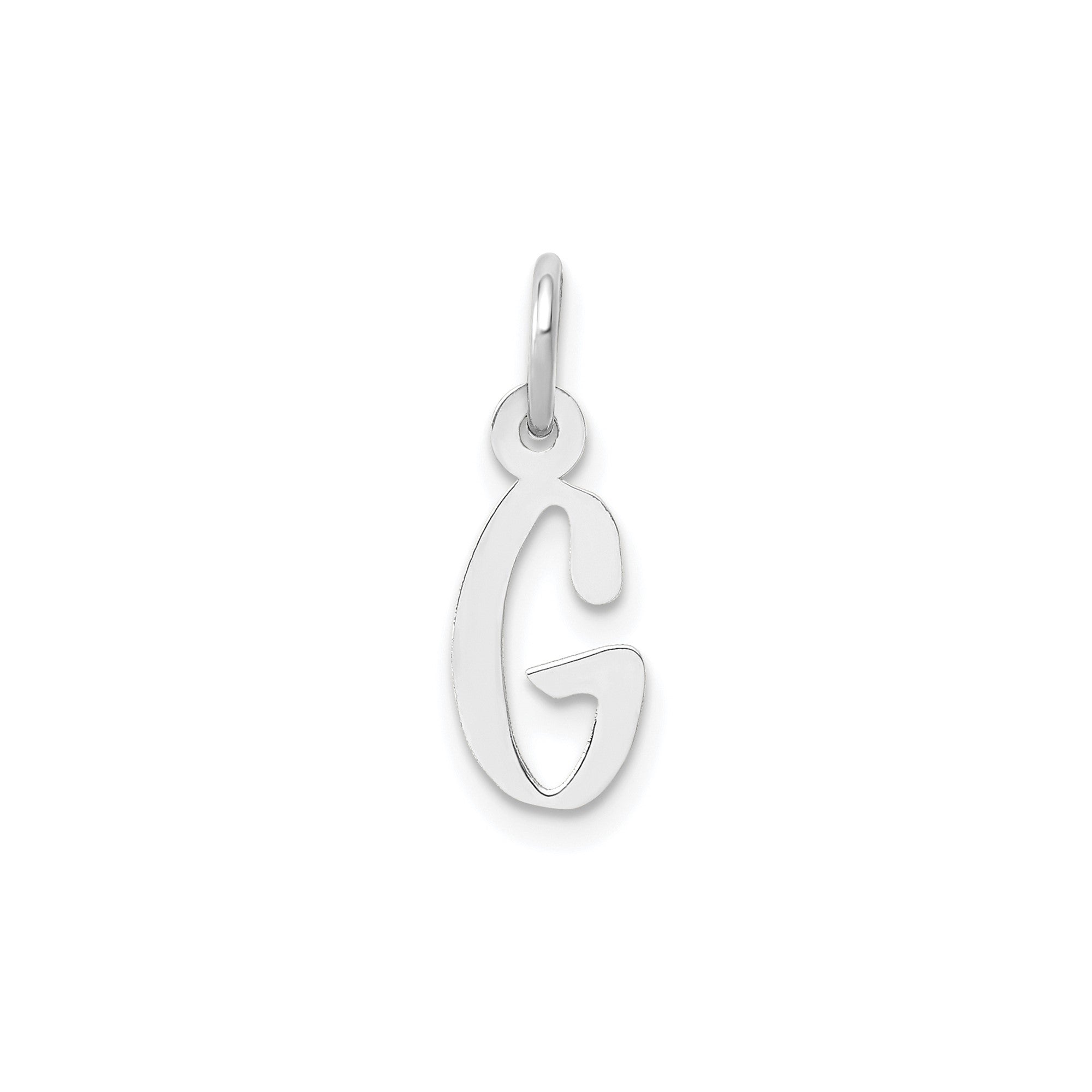 14K White Gold Initial Letter Pendant Charm, Block Style, 13mm x 6mm