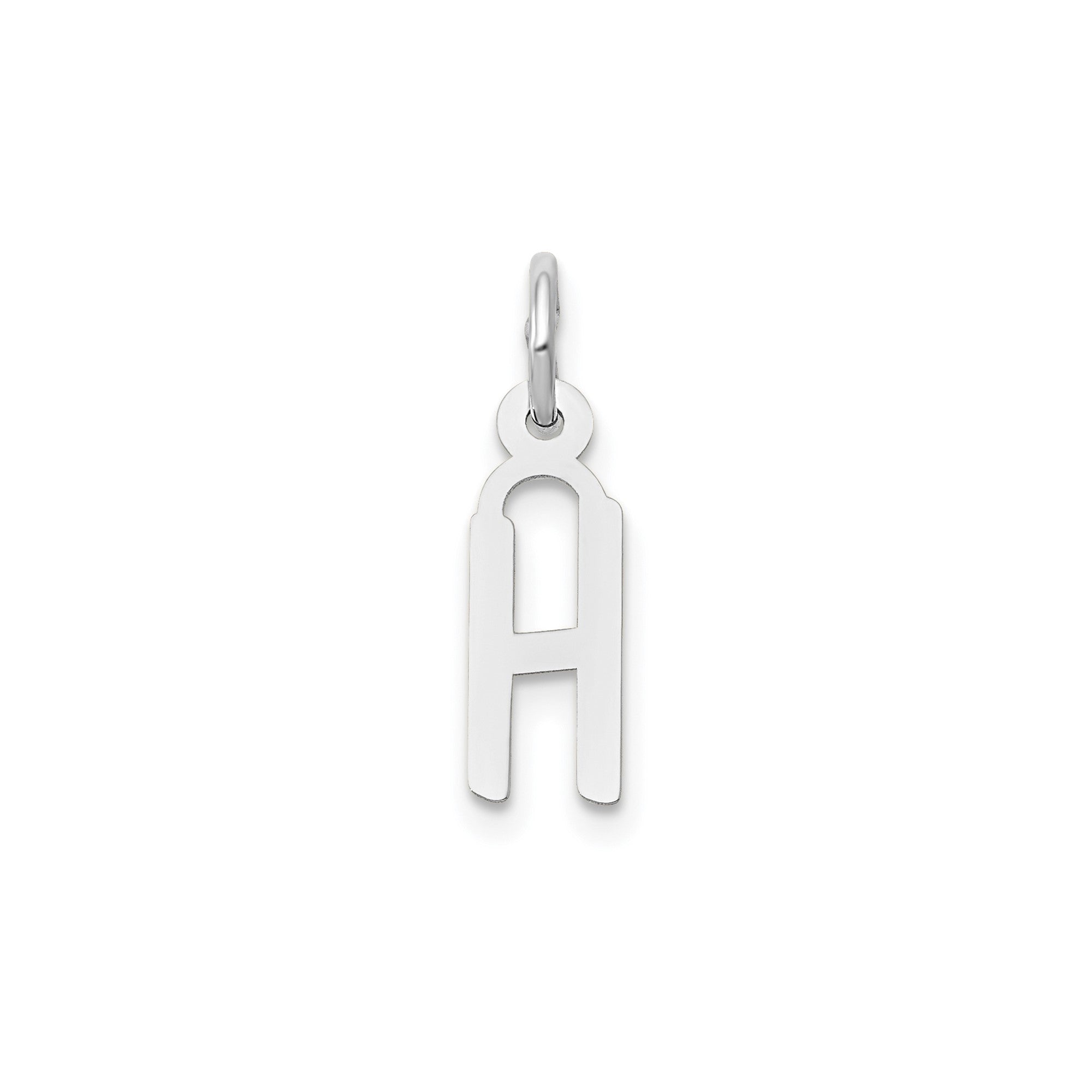 14K White Gold Initial Letter Pendant Charm, Block Style, 13mm x 6mm