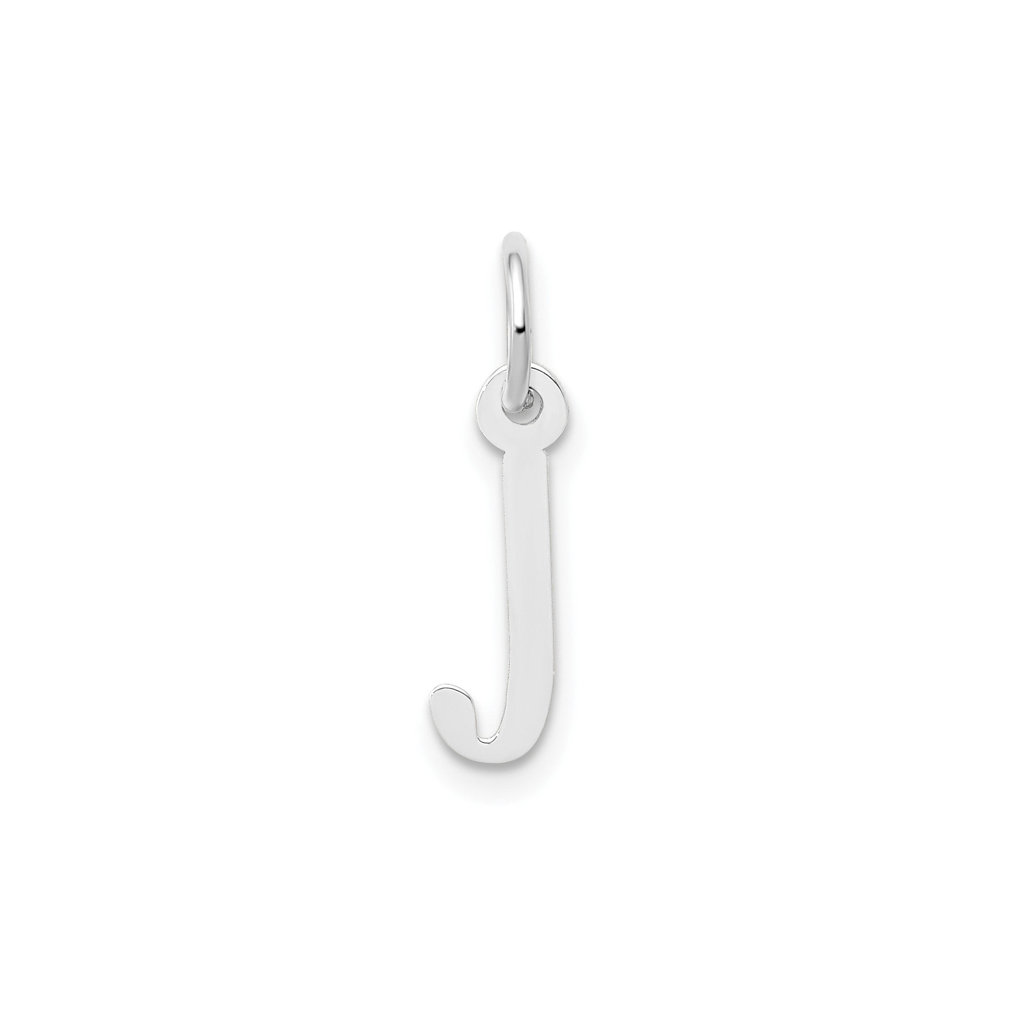 14K White Gold Initial Letter Pendant Charm, Block Style, 13mm x 6mm