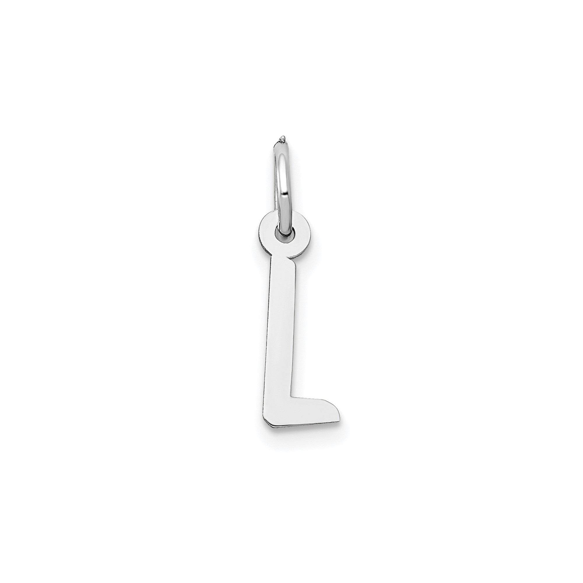 14K White Gold Initial Letter Pendant Charm, Block Style, 13mm x 6mm