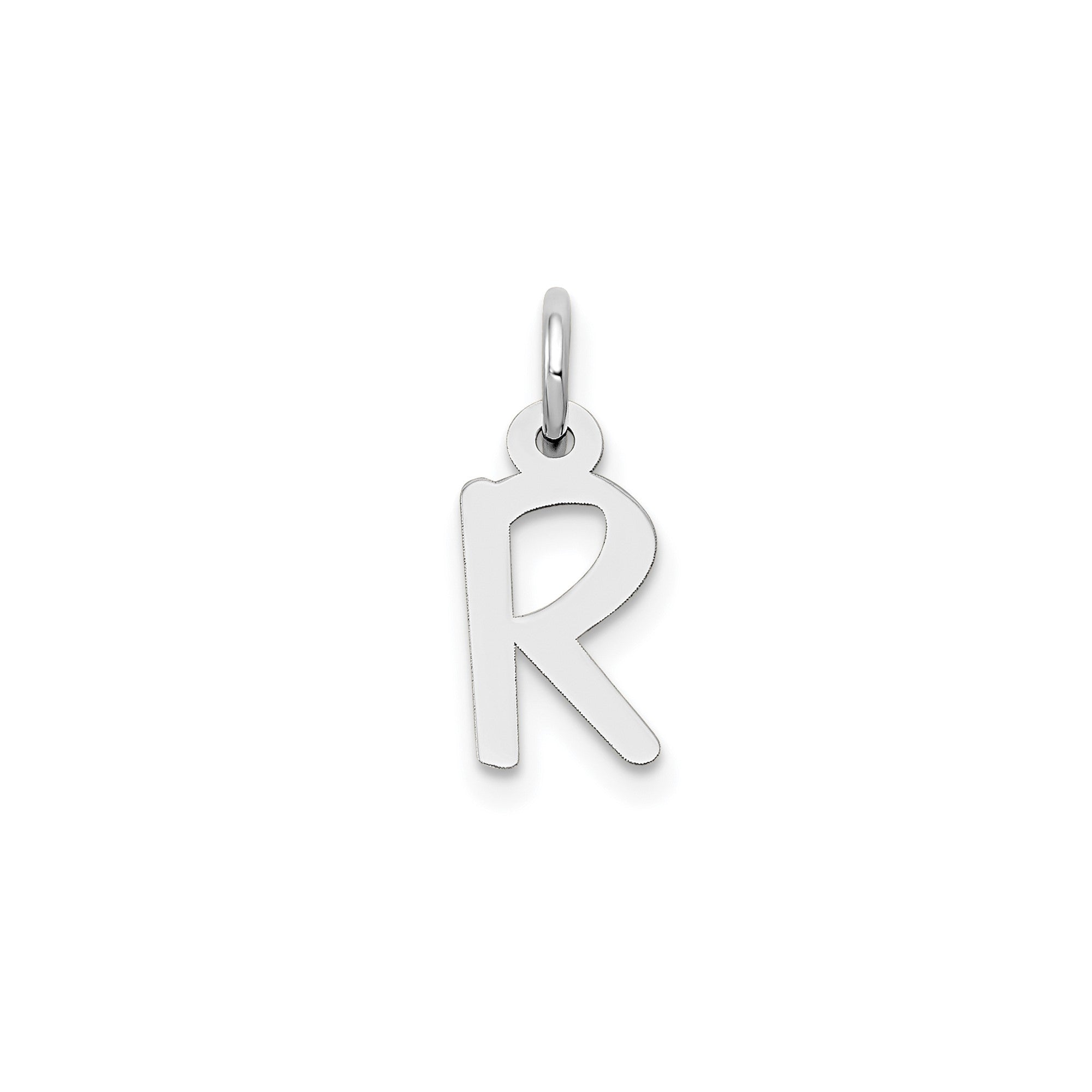 14K White Gold Initial Letter Pendant Charm, Block Style, 13mm x 6mm