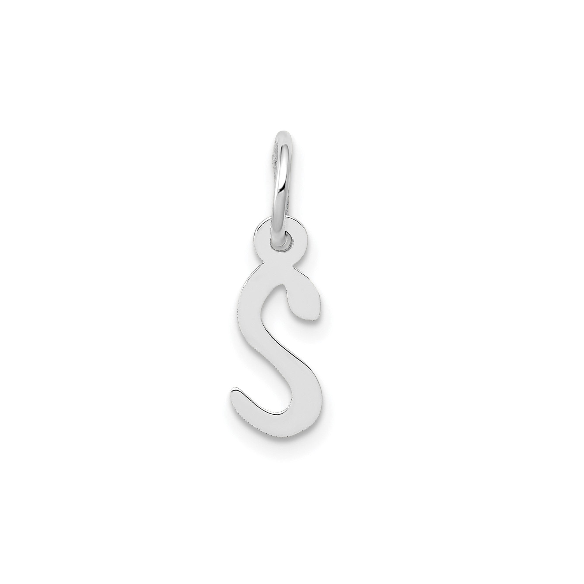 14K White Gold Initial Letter Pendant Charm, Block Style, 13mm x 6mm