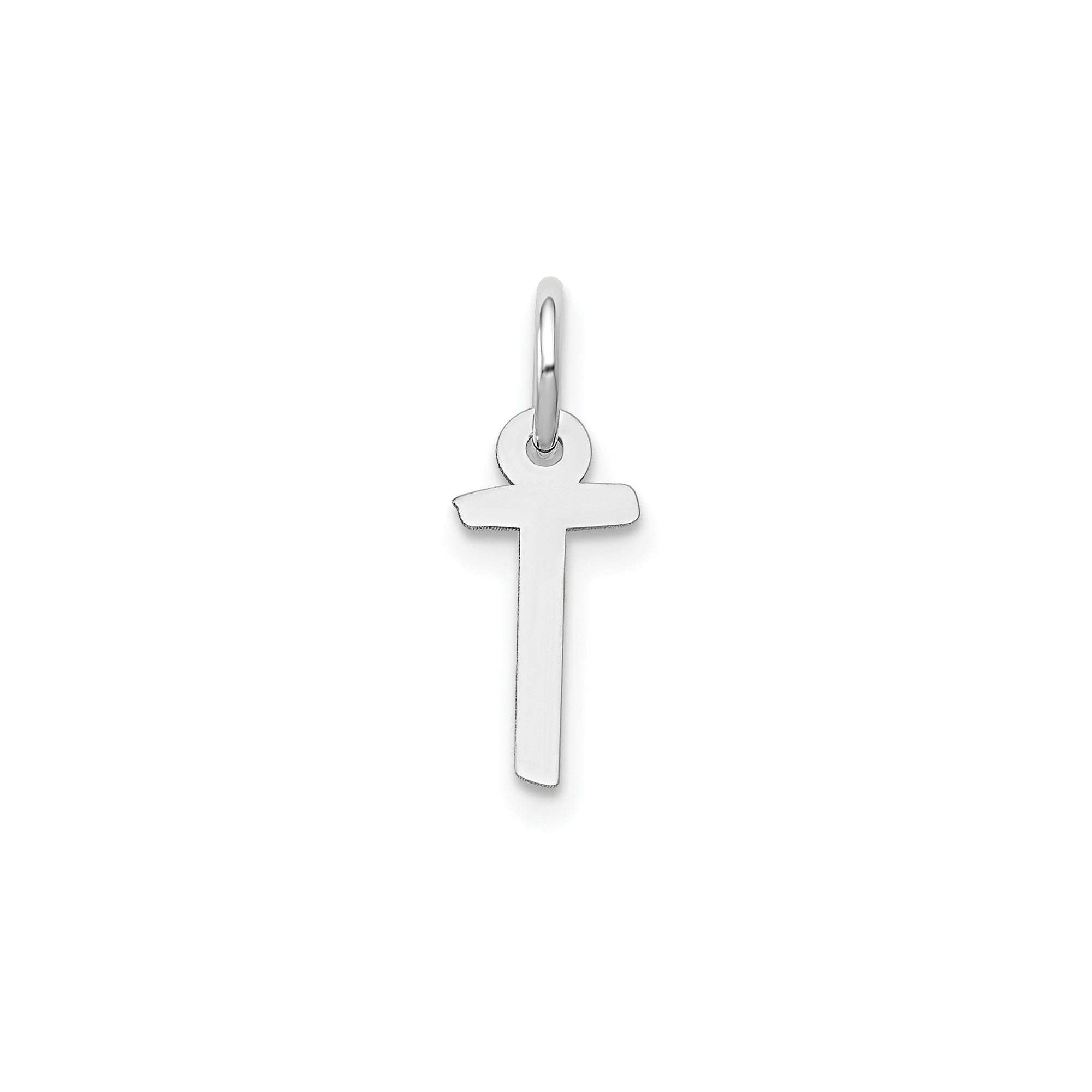 14K White Gold Initial Letter Pendant Charm, Block Style, 13mm x 6mm