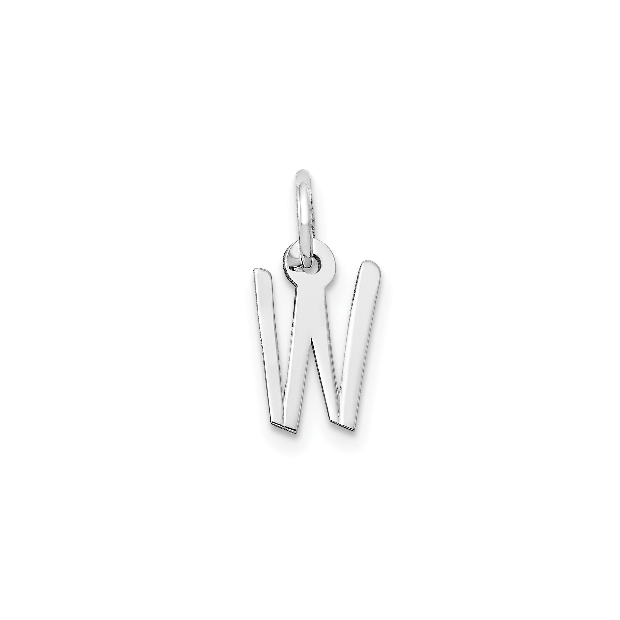 14K White Gold Initial Letter Pendant Charm, Block Style, 13mm x 6mm