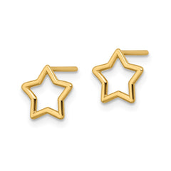 14k Yellow Gold High Polished Open Star Stud Post Earrings,9x9mm fine designer jewelry for men and women